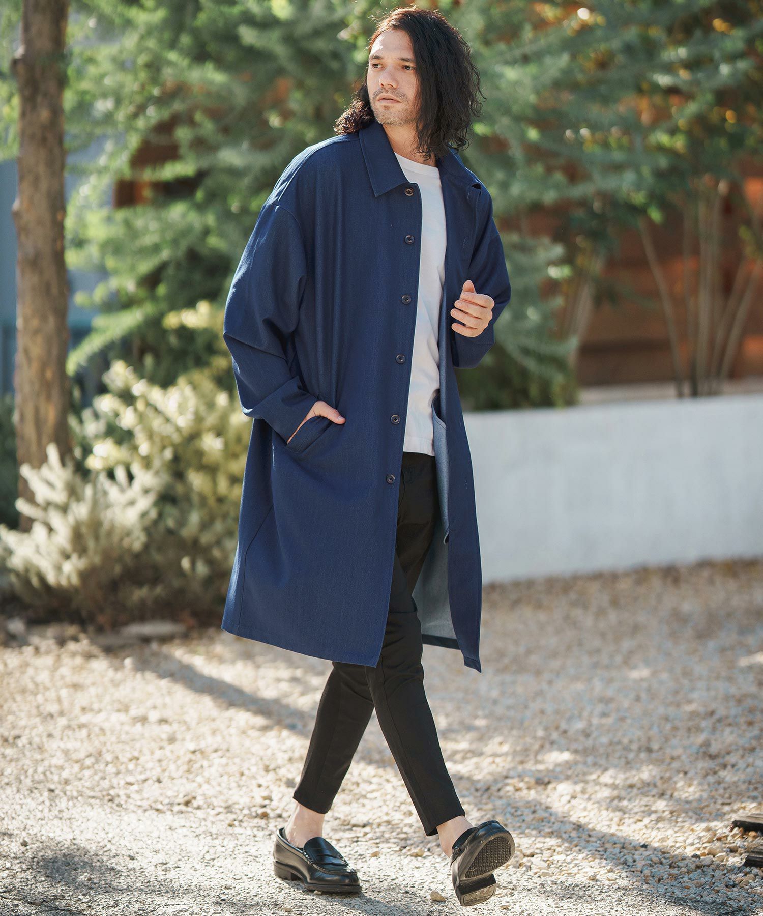 モユル　コート　デニム 50%OFF【CAMBIO(カンビオ)】TR Stretch Denim Shop Coat デニム