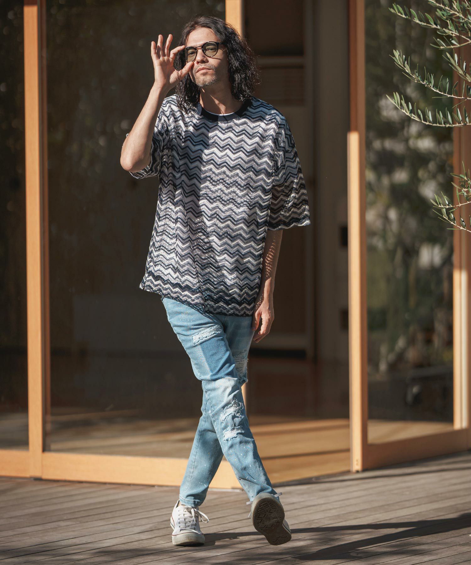 30%OFF【CAMBIO(カンビオ)】11oz Damage Paint Stretch Denim Pants