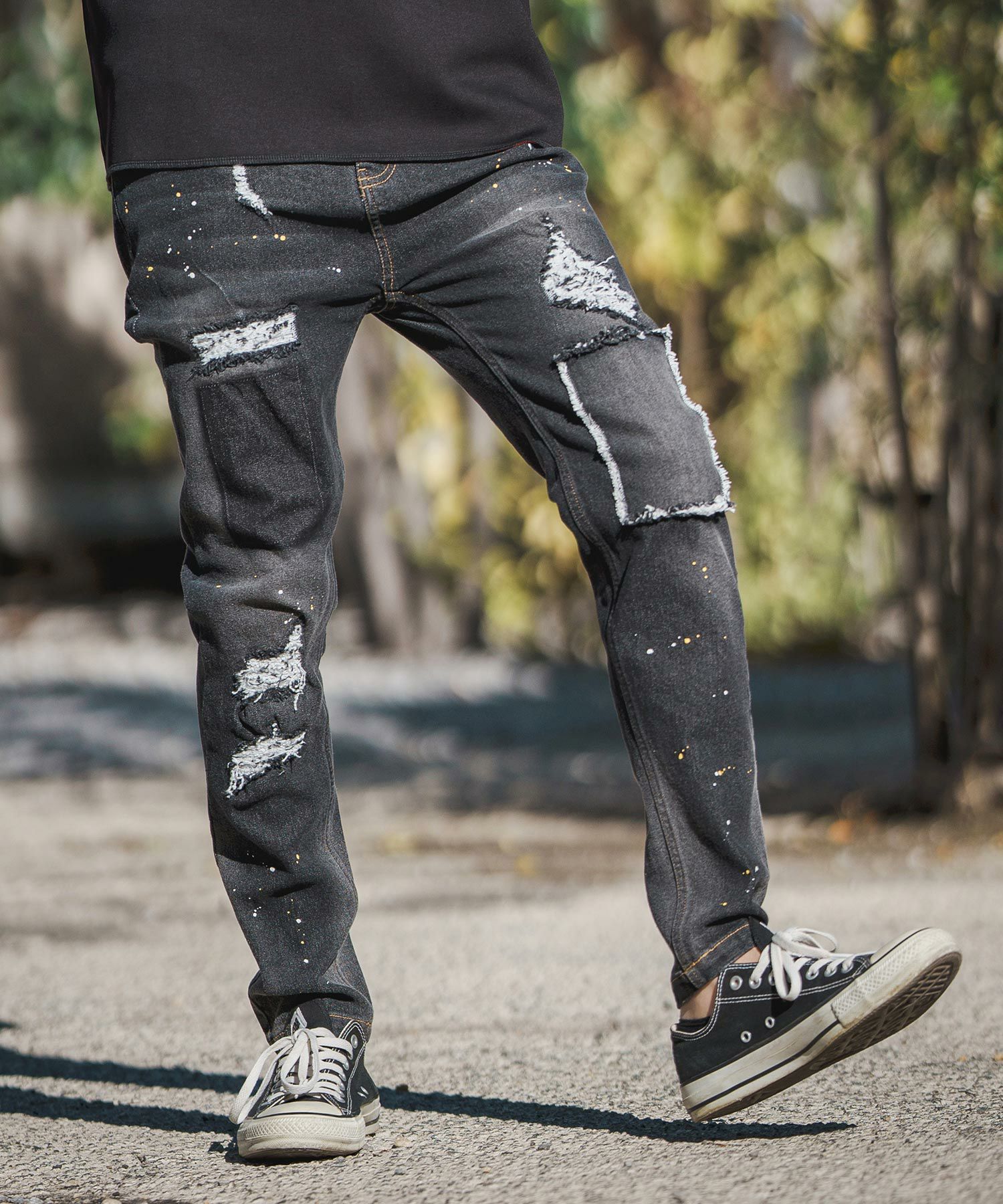 30%OFF【CAMBIO(カンビオ)】11oz Damage Paint Stretch Denim Pants