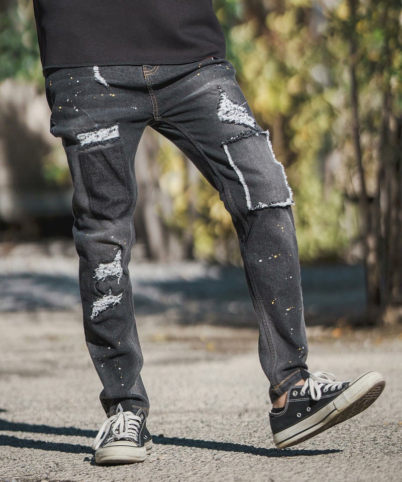 30%OFF【CAMBIO(カンビオ)】11oz Damage Paint Stretch Denim Pants 