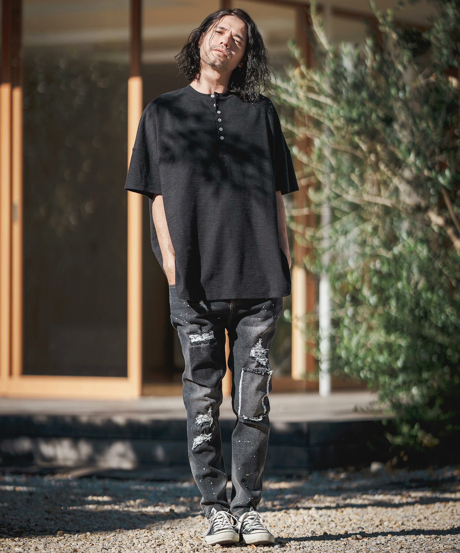 30%OFF【CAMBIO(カンビオ)】11oz Damage Paint Stretch Denim Pants