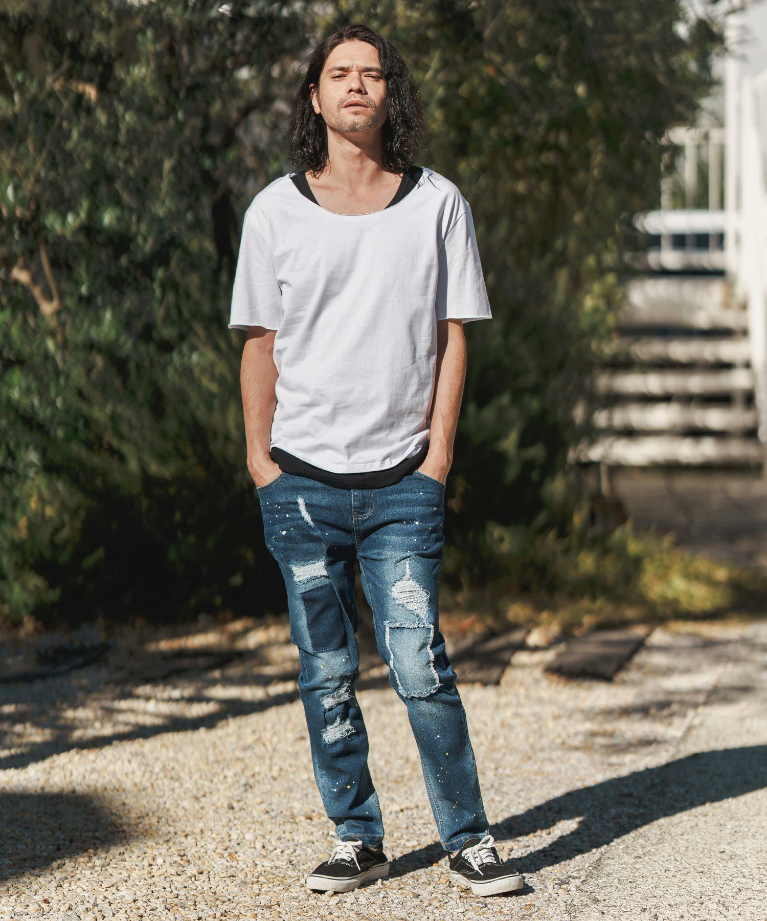 30%OFF【CAMBIO(カンビオ)】11oz Damage Paint Stretch Denim Pants