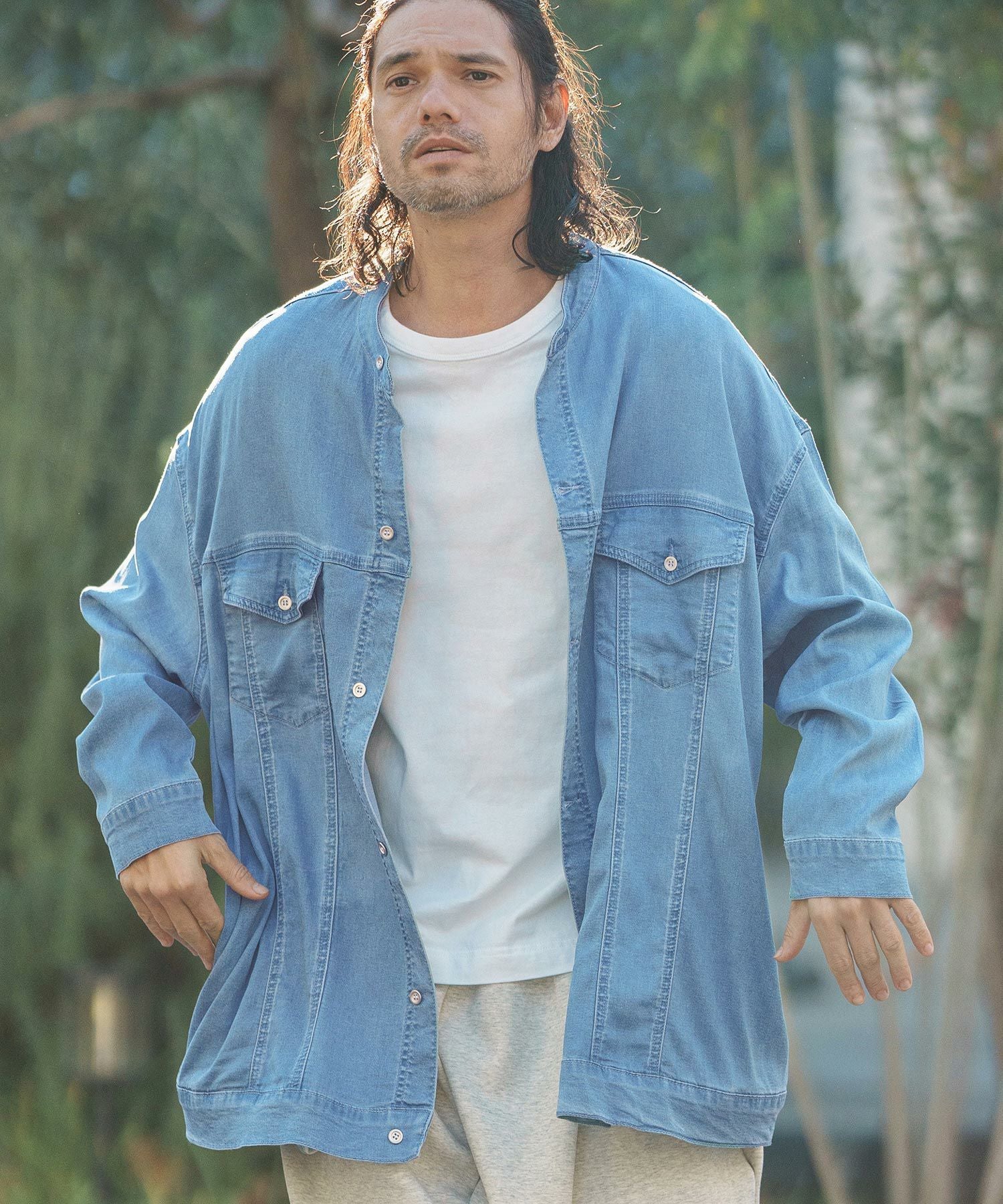 50%OFF【CAMBIO(カンビオ)】 Indigo Relax Oversize Jacket Shirts G