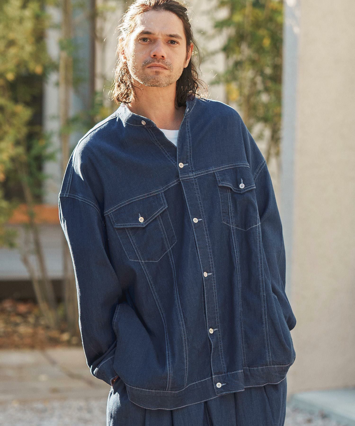 50%OFF【CAMBIO(カンビオ)】 Indigo Relax Oversize Jacket Shirts G