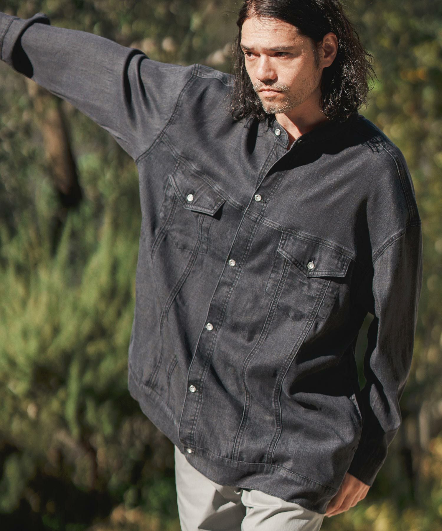 50%OFF【CAMBIO(カンビオ)】 Indigo Relax Oversize Jacket Shirts G