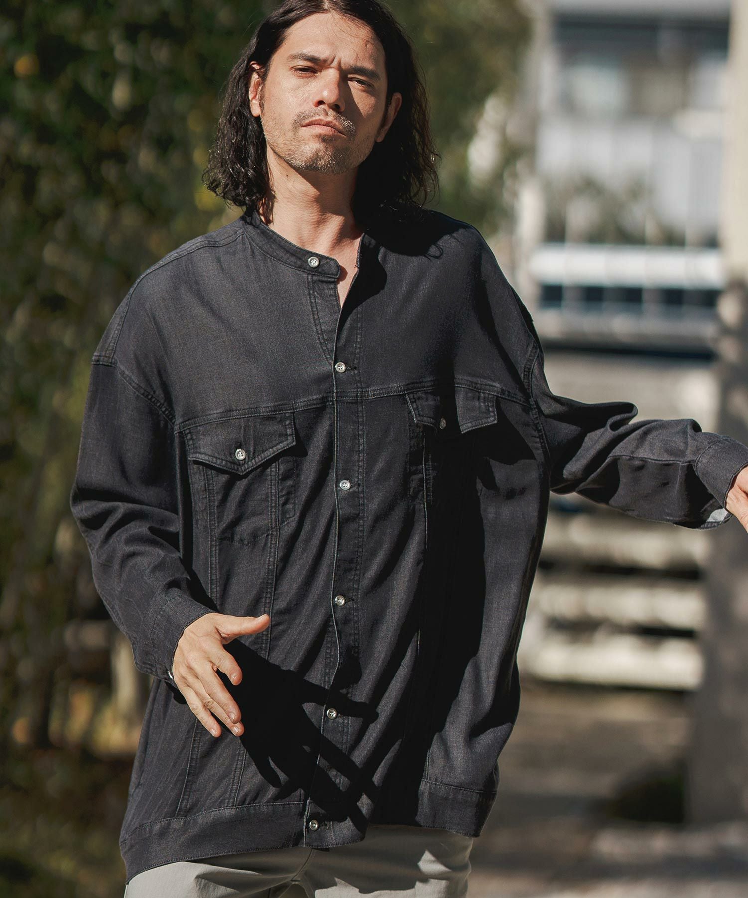 50%OFF【CAMBIO(カンビオ)】 Indigo Relax Oversize Jacket Shirts G