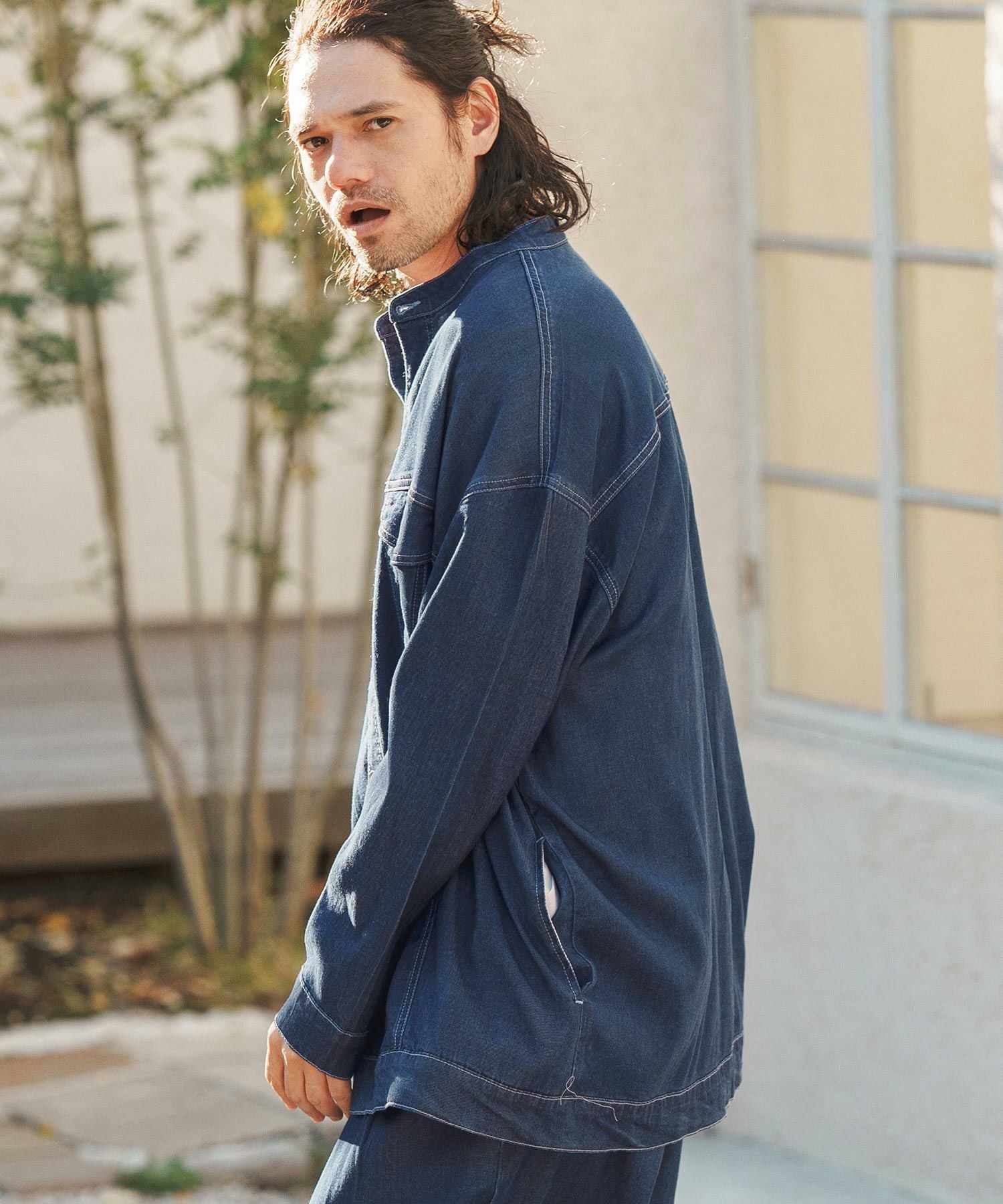 50%OFF【CAMBIO(カンビオ)】 Indigo Relax Oversize Jacket Shirts G