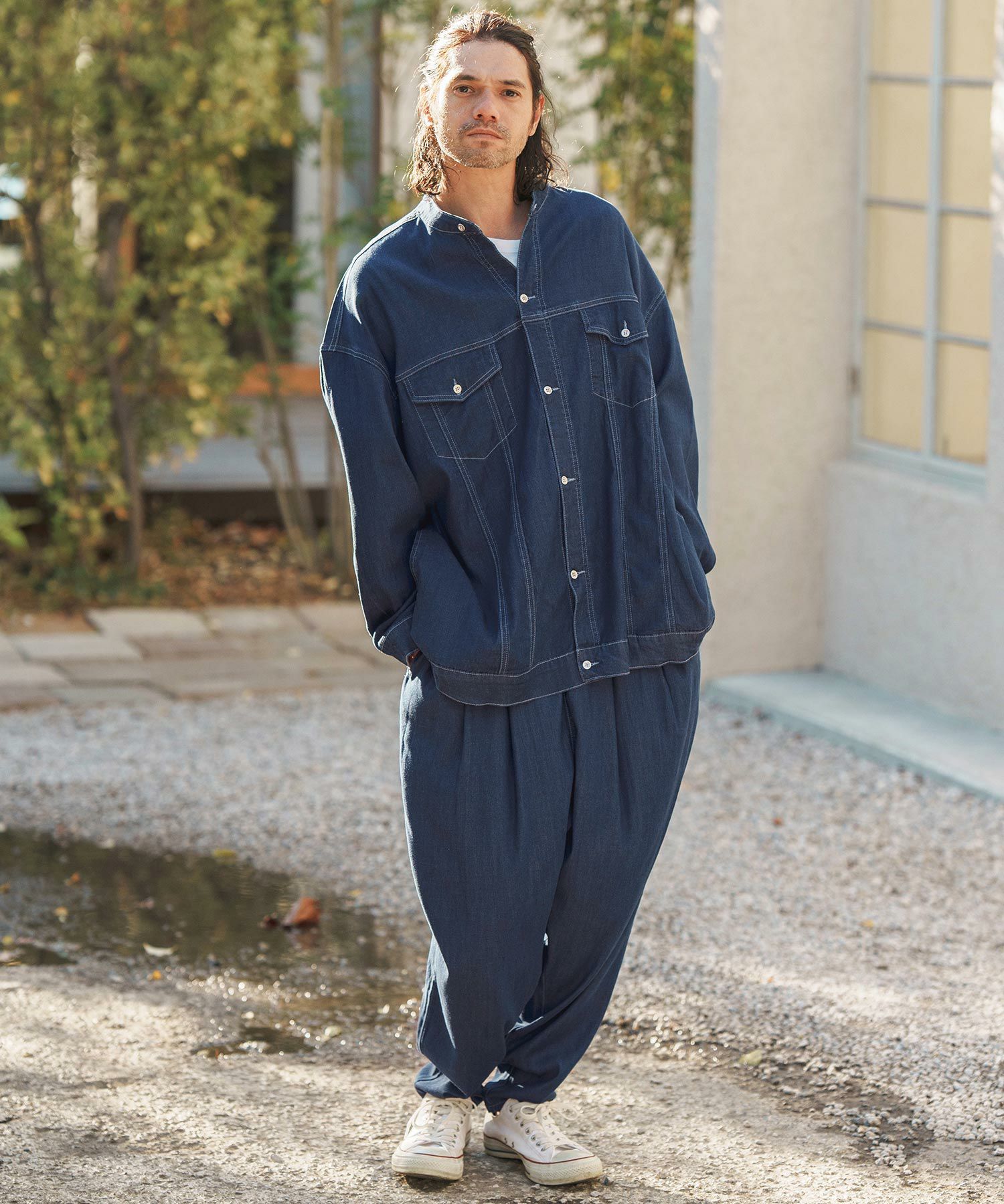 50%OFF【CAMBIO(カンビオ)】 Indigo Relax Oversize Jacket Shirts G