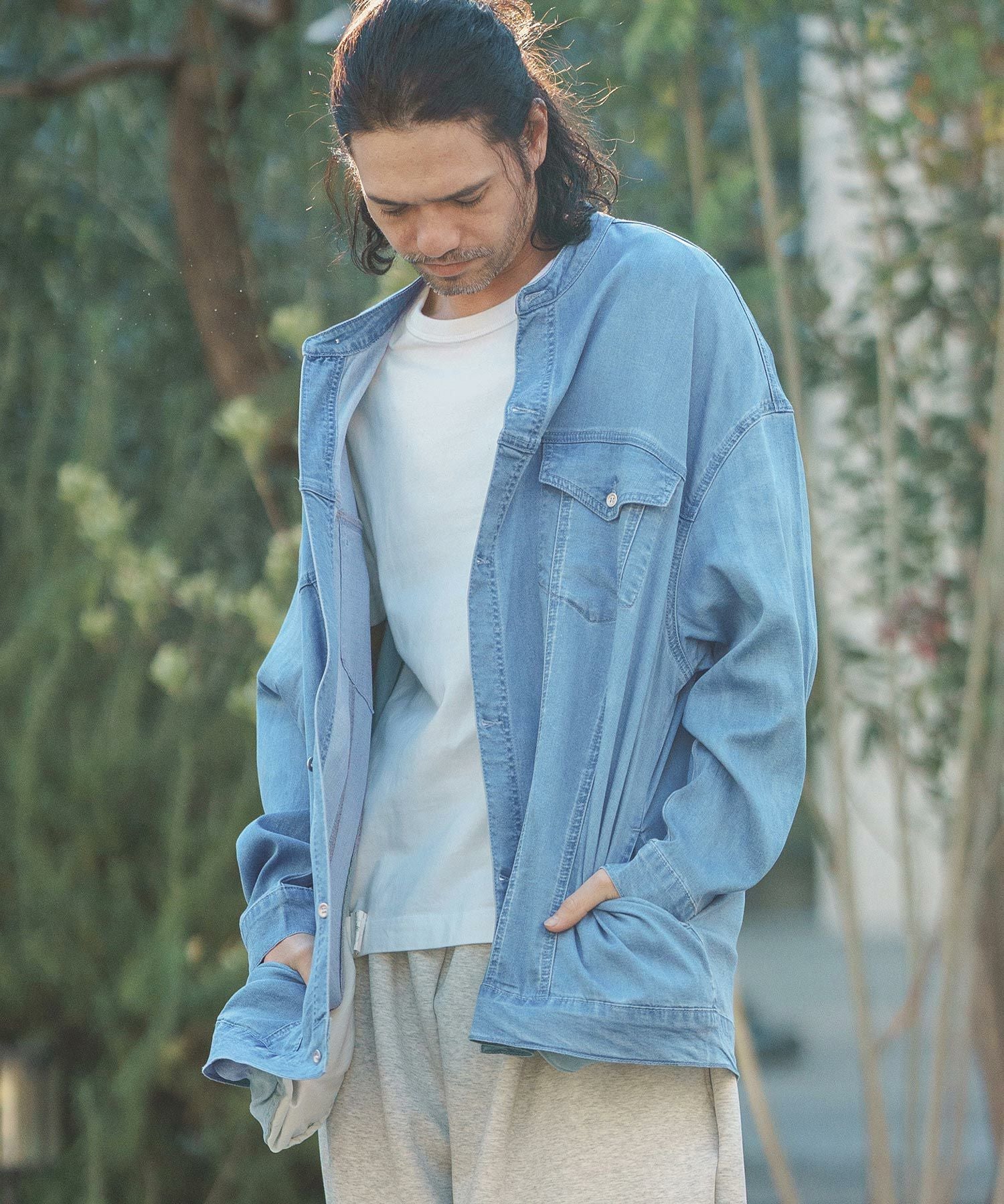 50%OFF【CAMBIO(カンビオ)】 Indigo Relax Oversize Jacket Shirts G