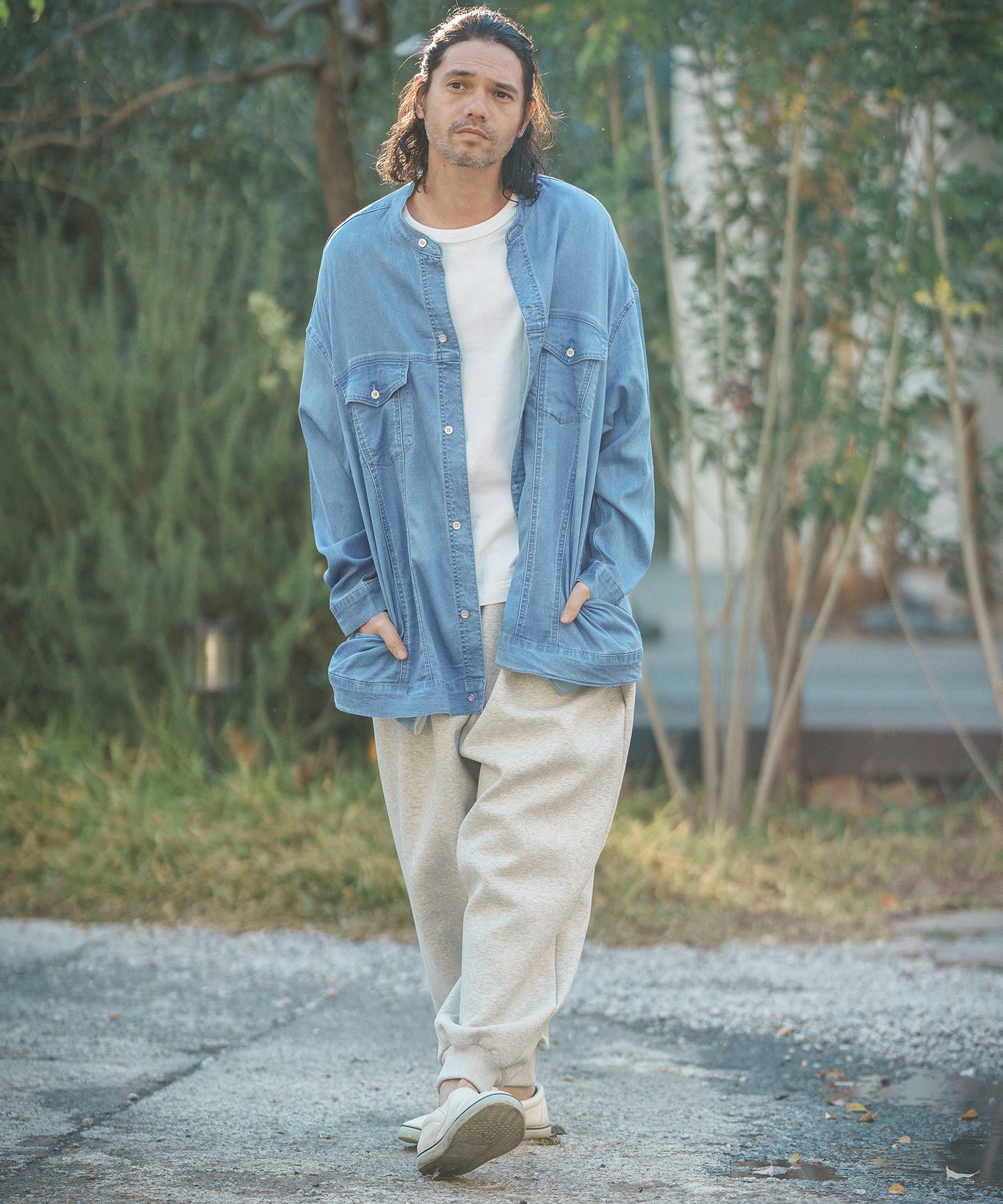 50%OFF【CAMBIO(カンビオ)】 Indigo Relax Oversize Jacket Shirts G