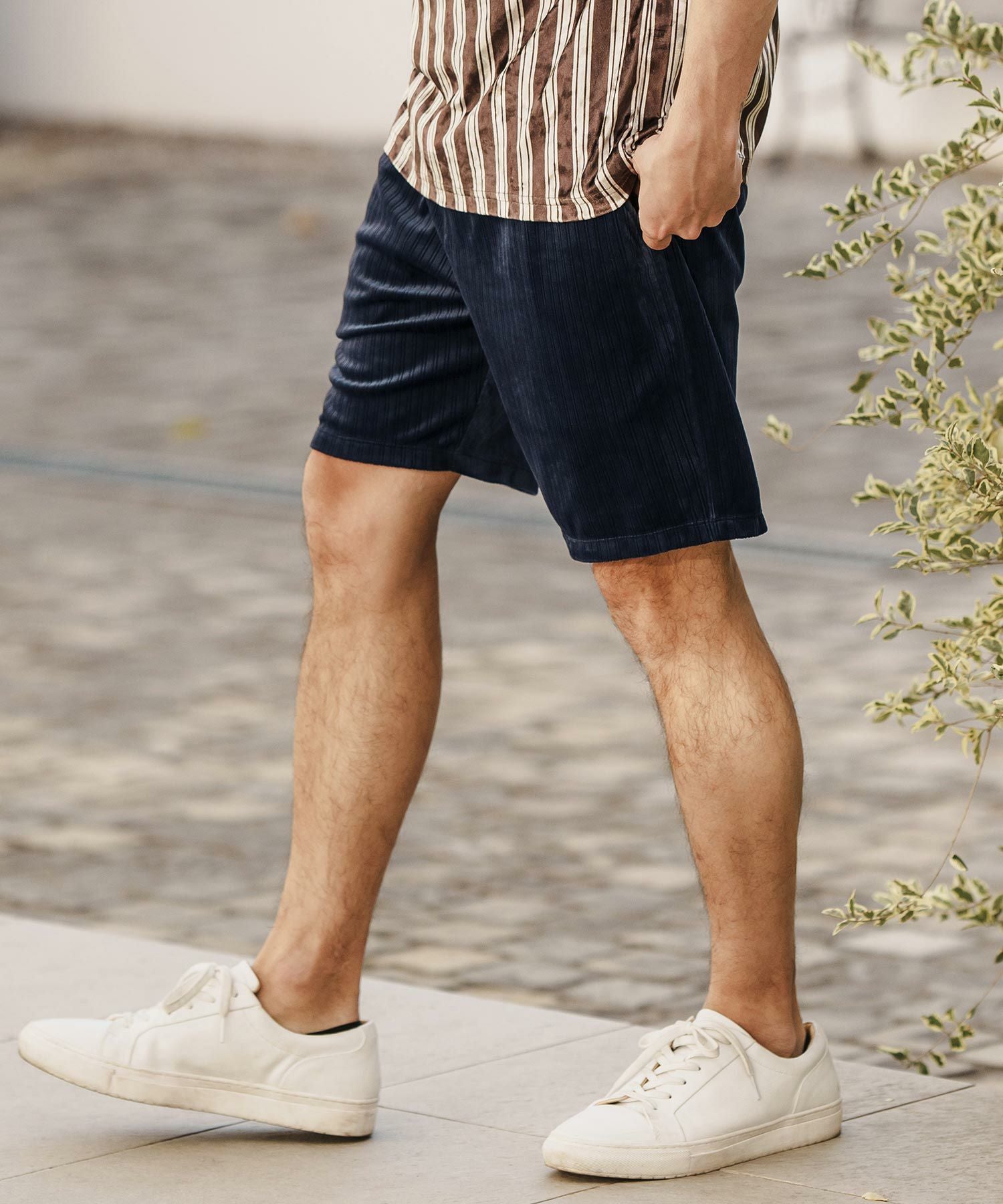 50%OFF【CAMBIO(カンビオ)】Stretch Random Stripe Short Pants