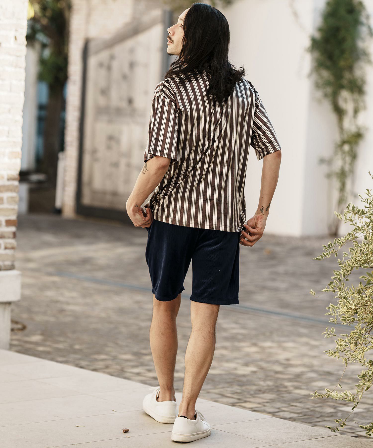 50%OFF【CAMBIO(カンビオ)】Stretch Random Stripe Short Pants