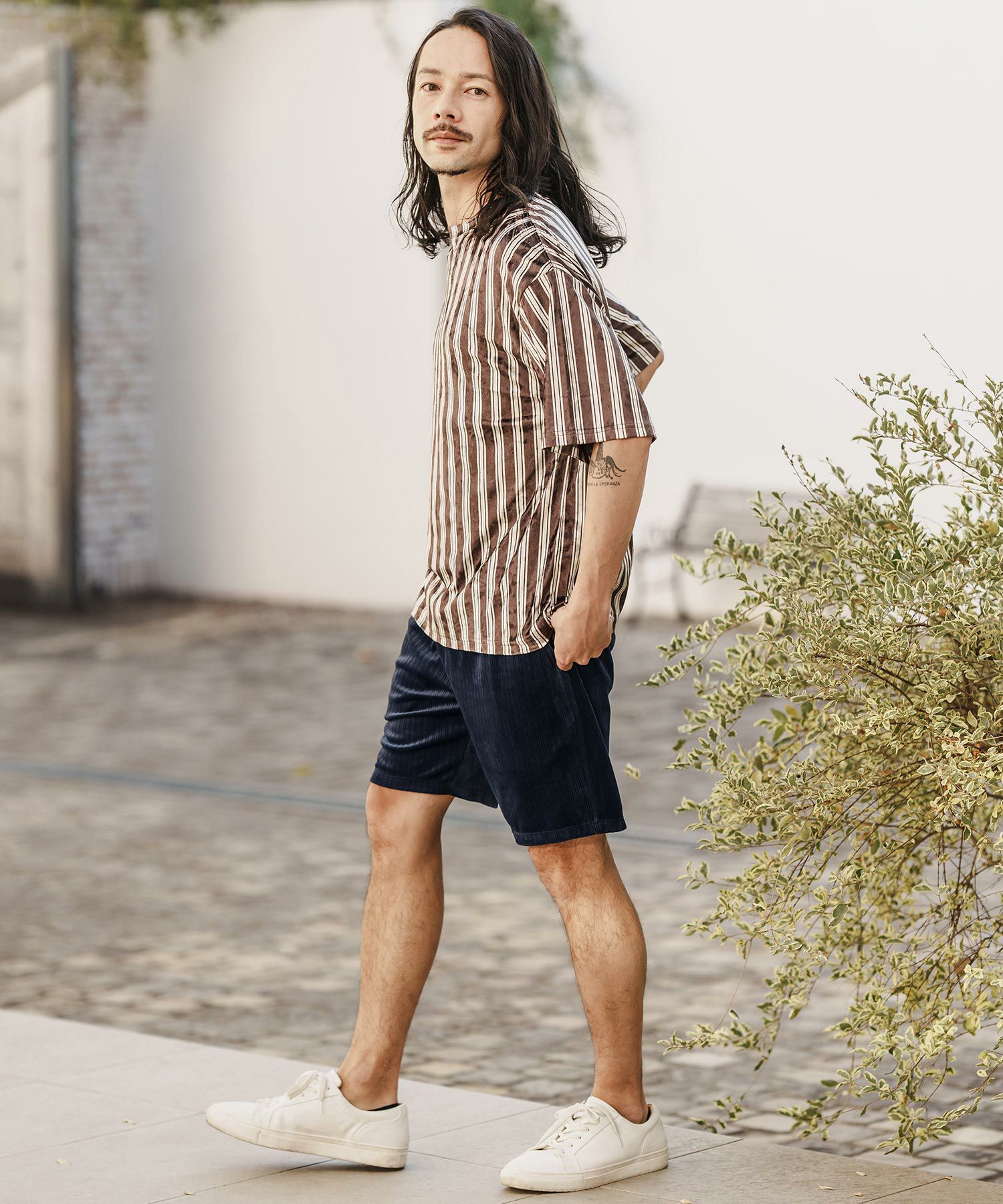60%OFF【CAMBIO(カンビオ)】Stretch Random Stripe Short Pants