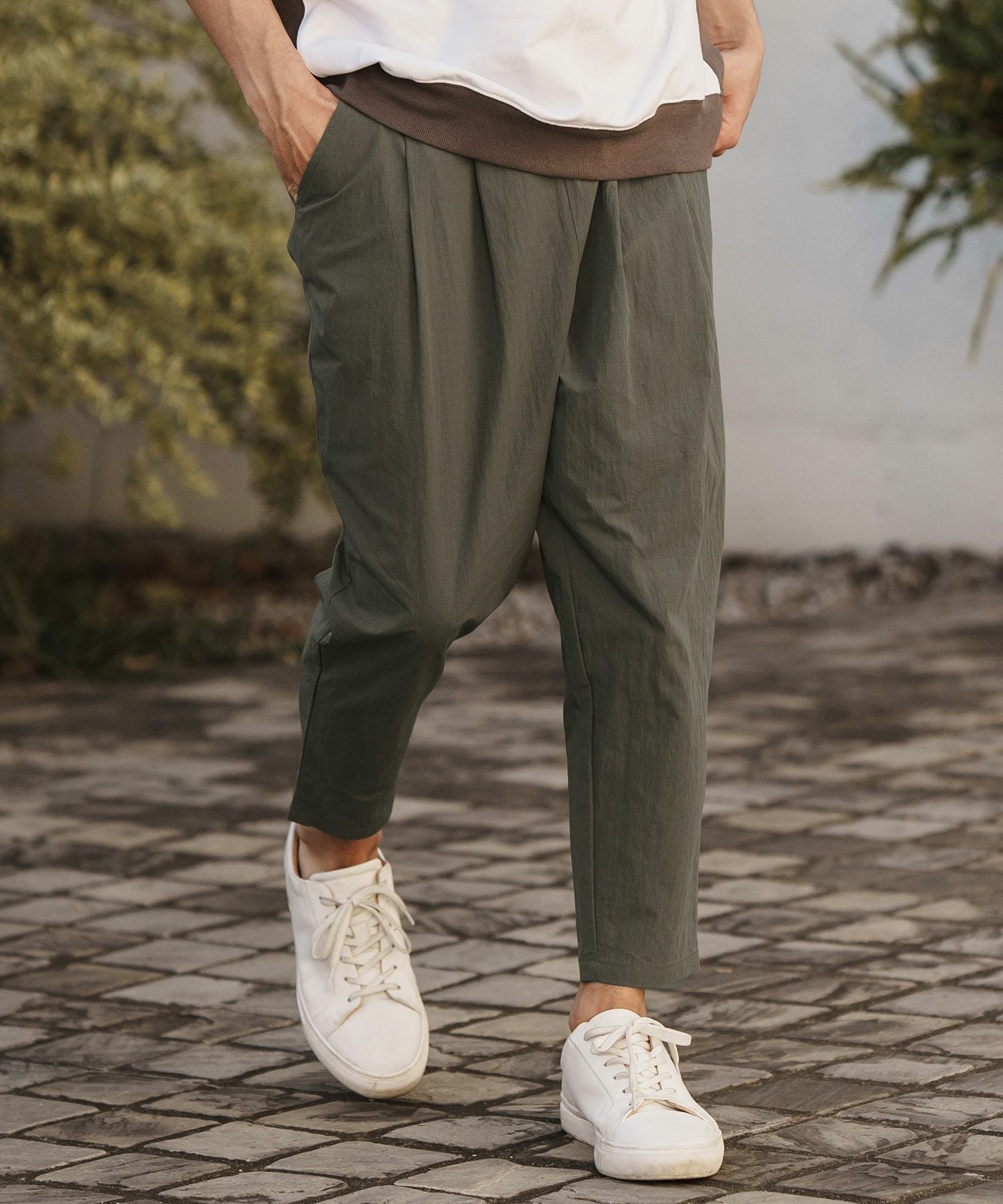 30%OFF【CAMBIO(カンビオ)】Cotton Nylon Ripstop Collar Pants