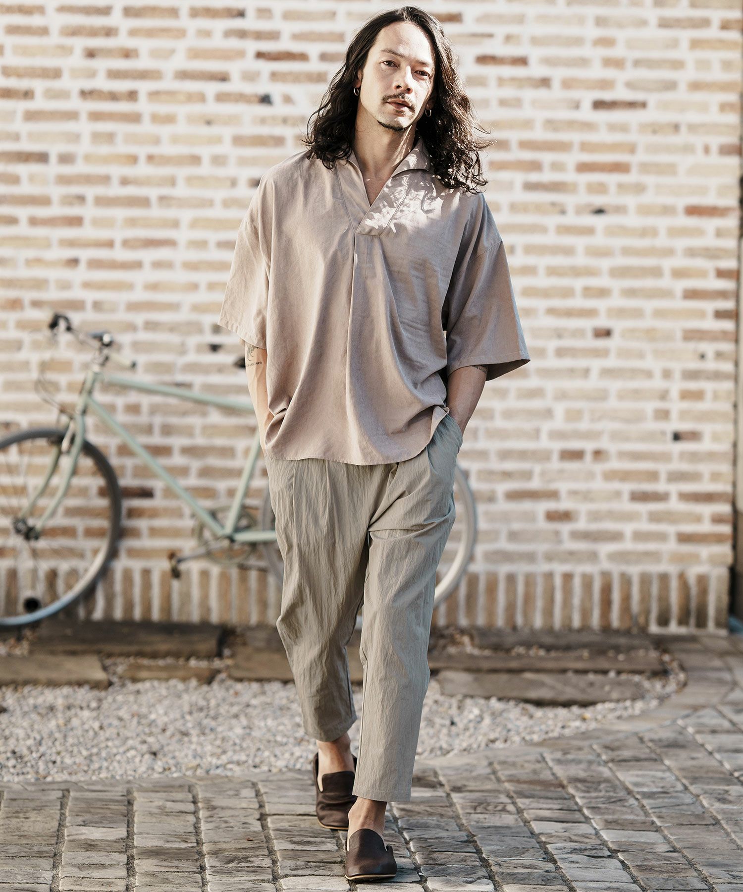 30%OFF【CAMBIO(カンビオ)】Cotton Nylon Ripstop Collar Pants