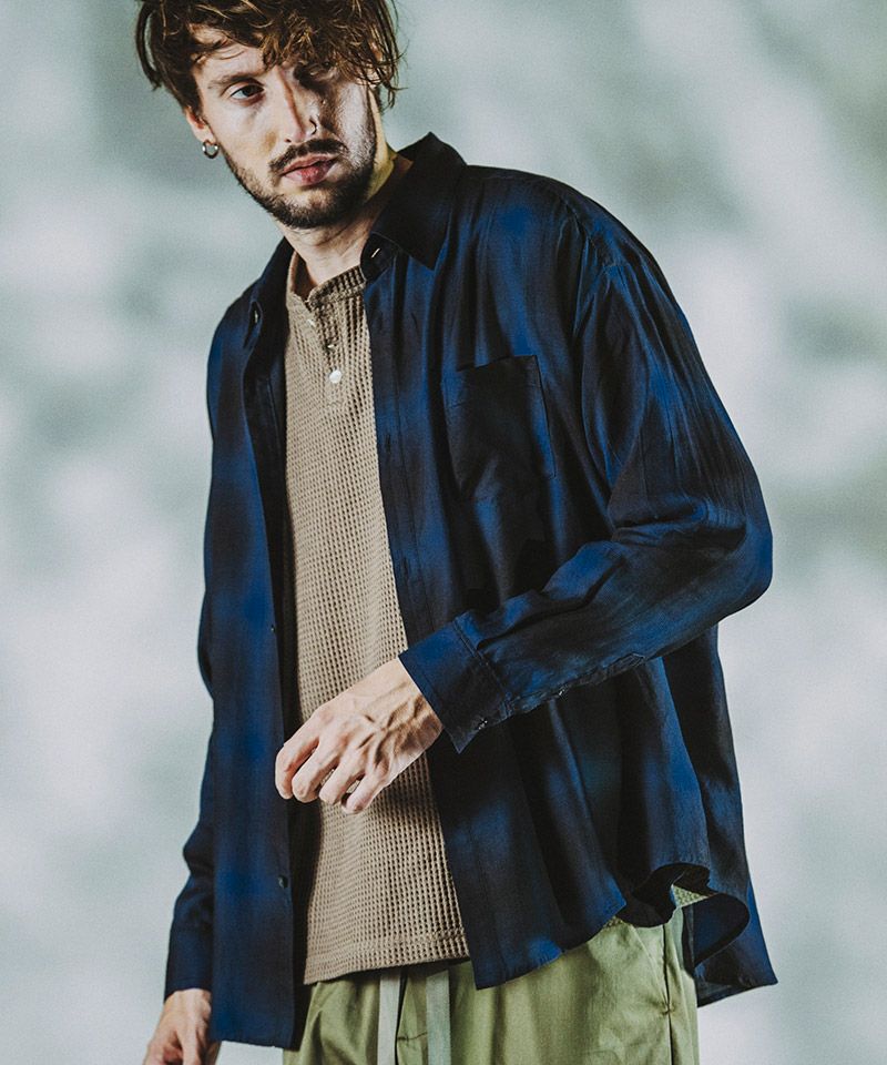 60%OFF【NO ID.(ノーアイディー)】ｵﾝﾌﾞﾚｰﾁｪｯｸBIG-SH ビッグシャツ