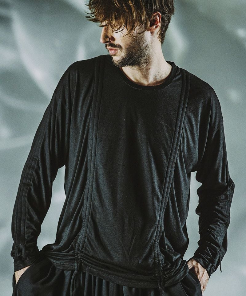 50%OFF【NO ID.(ノーアイディー)】ﾄﾞﾛｰｽﾄﾘﾝｸﾞｽﾗｳﾝﾄﾞBIG-T カットソー