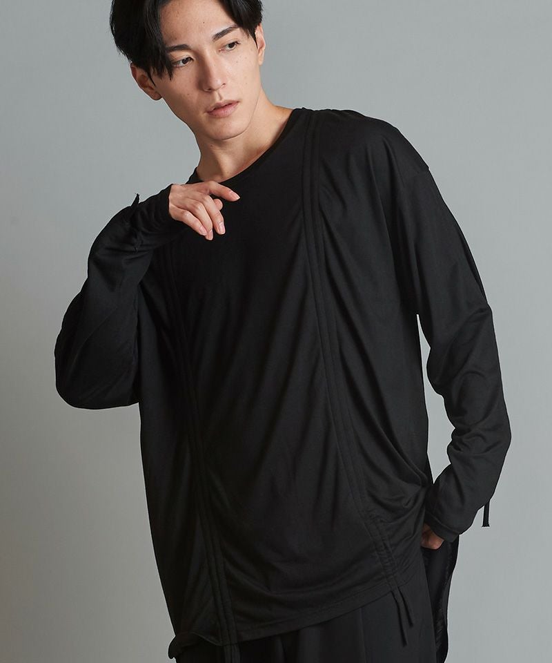50%OFF【NO ID.(ノーアイディー)】ﾄﾞﾛｰｽﾄﾘﾝｸﾞｽﾗｳﾝﾄﾞBIG-T カットソー