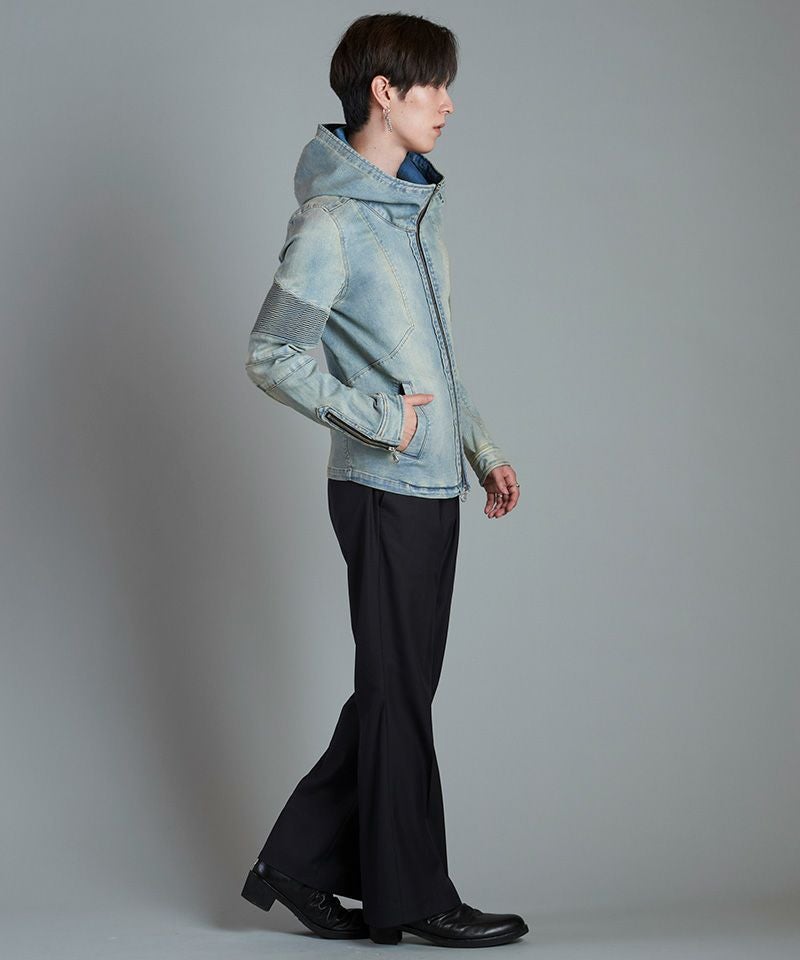 50%OFF【NO ID.(ノーアイディー)】ｱﾙﾃｨﾒｯﾄｽﾄﾚｯﾁﾃﾞﾆﾑﾌｰﾃﾞｯﾄﾞBLZ デニム