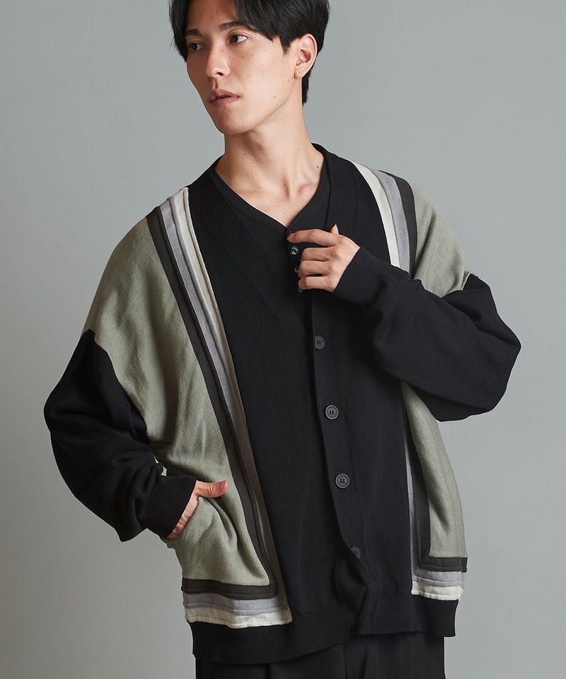 Theory 18SS タイ付きカーディガン 60%OFF【NO ID.(ノーアイディー)】3DｶﾗｰﾌﾞﾛｯｸﾆｯﾄCD カーディガン