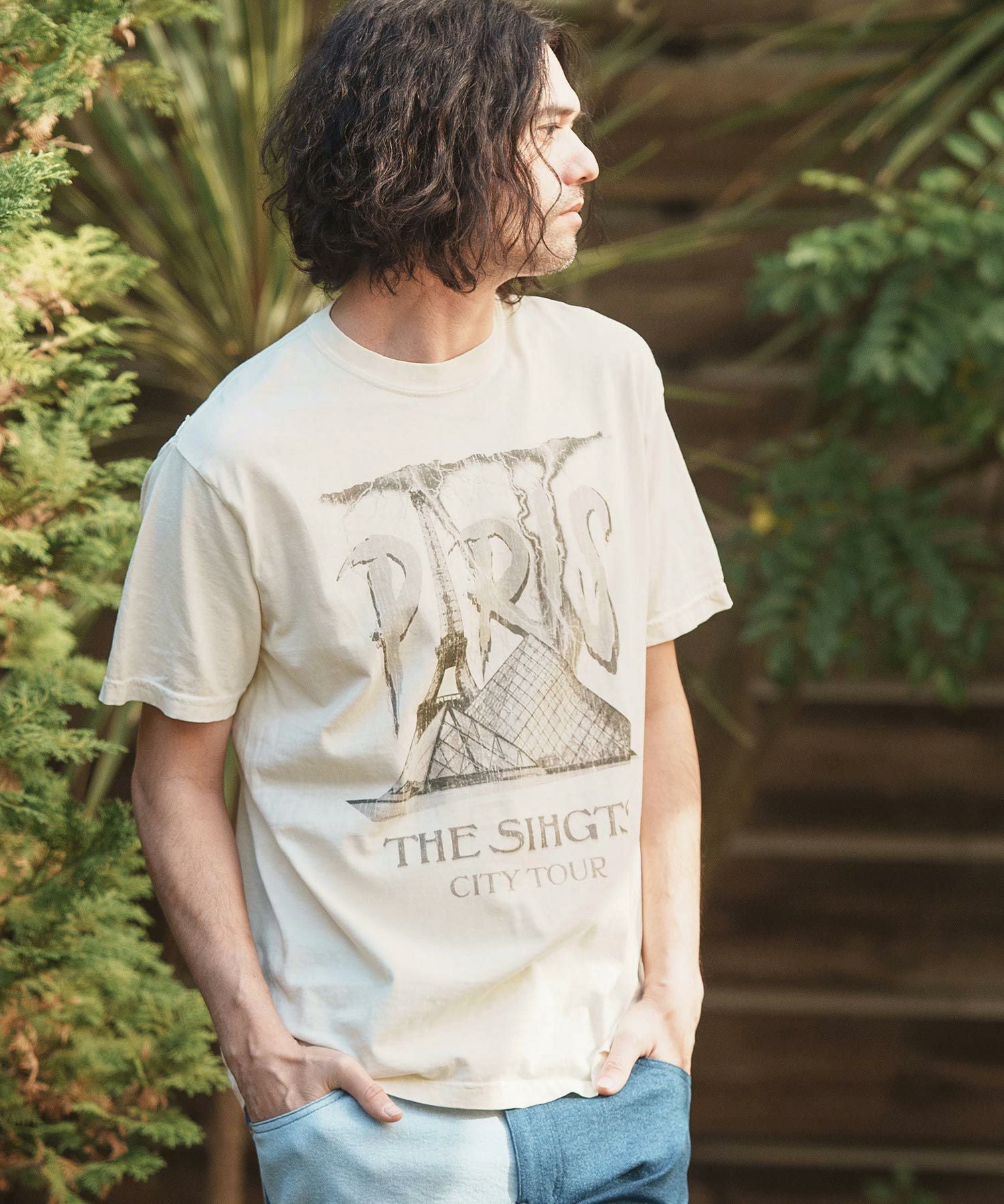 50%OFF【CAMBIO(カンビオ)】ヴィンテージロックT風スーベニアTシャツ