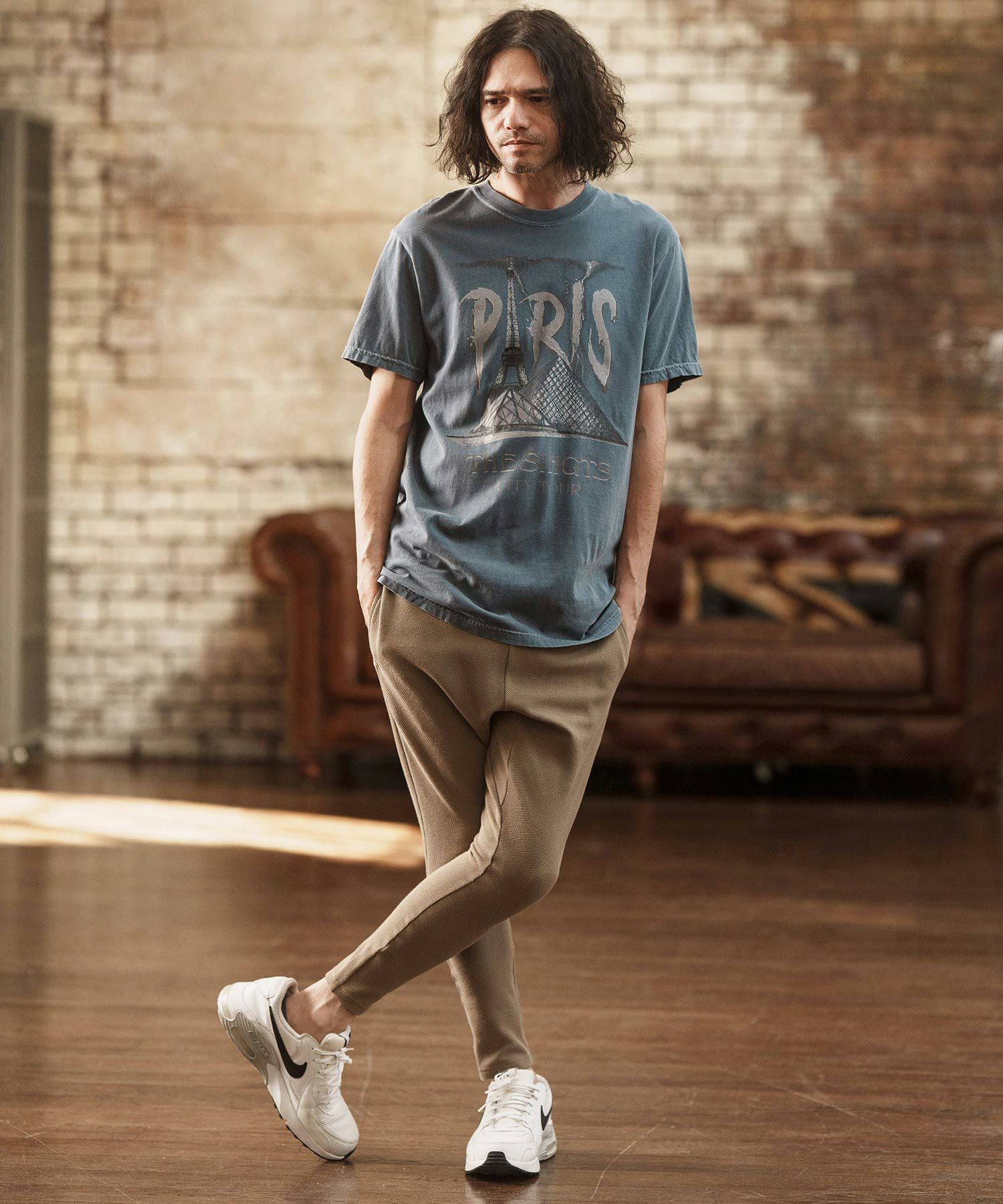 50%OFF【CAMBIO(カンビオ)】ヴィンテージロックT風スーベニアTシャツ