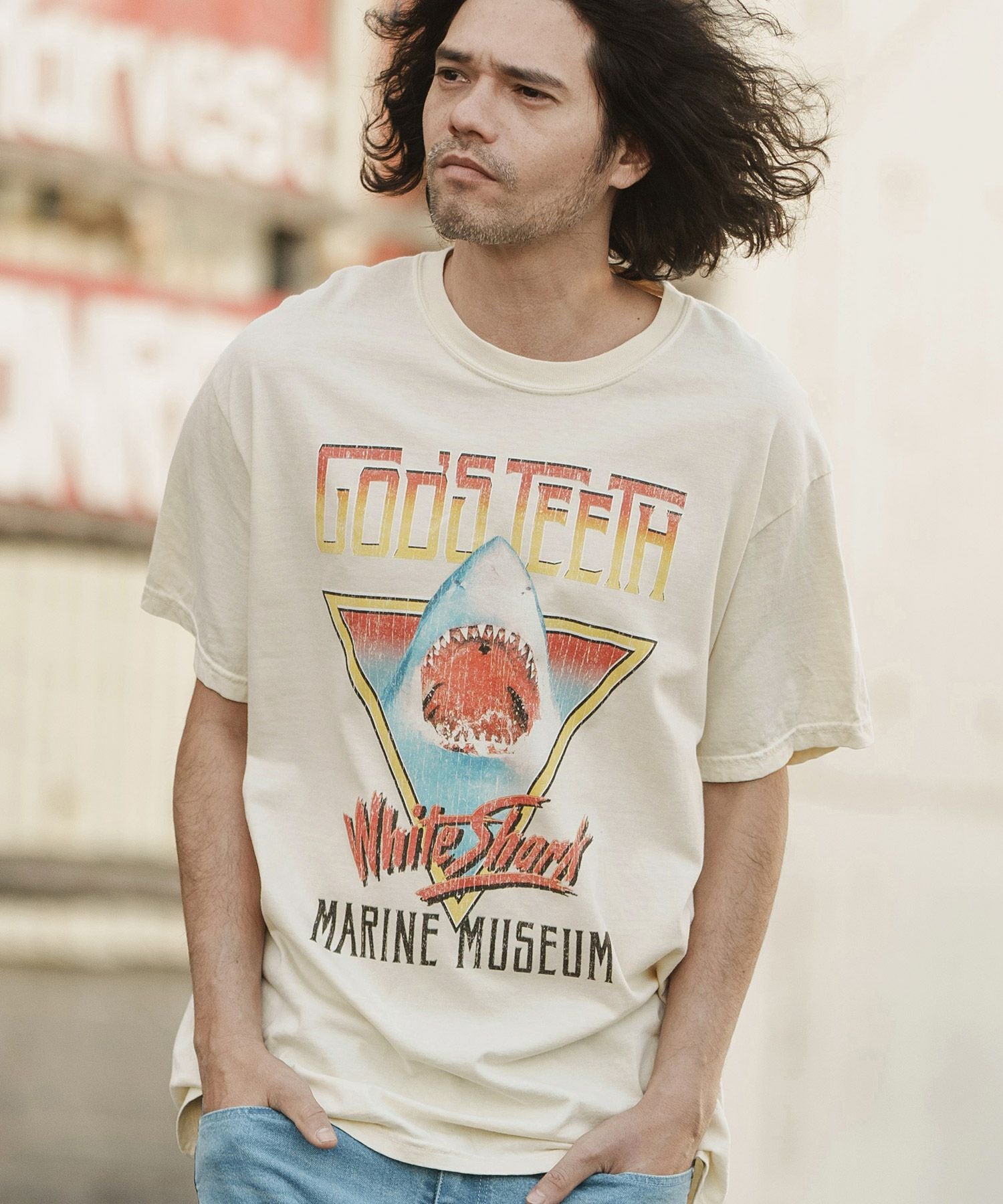 50%OFF【CAMBIO(カンビオ)】 ヴィンテージロックT風カレッジTシャツ