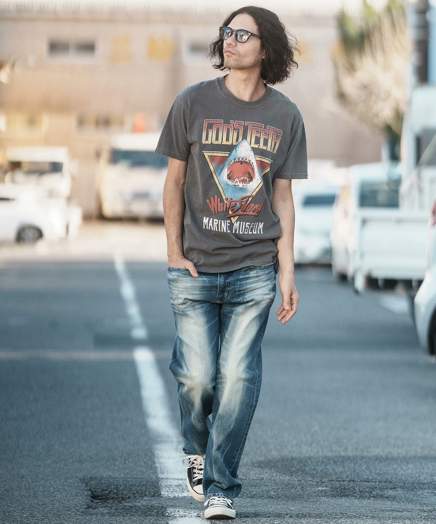 50%OFF【CAMBIO(カンビオ)】 ヴィンテージロックT風カレッジTシャツ