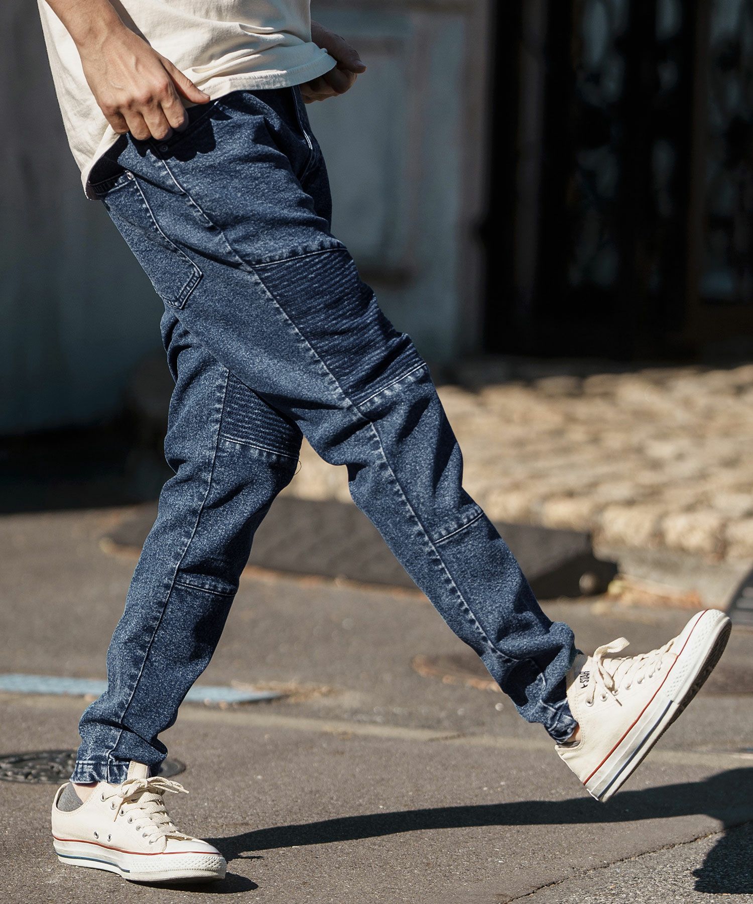 メンズ　CAMBIO カンビオ　デニムパンツ　ワンウォッシュ　M 30%OFF【CAMBIO(カンビオ)】Relax Straight Distressed Denim Pants