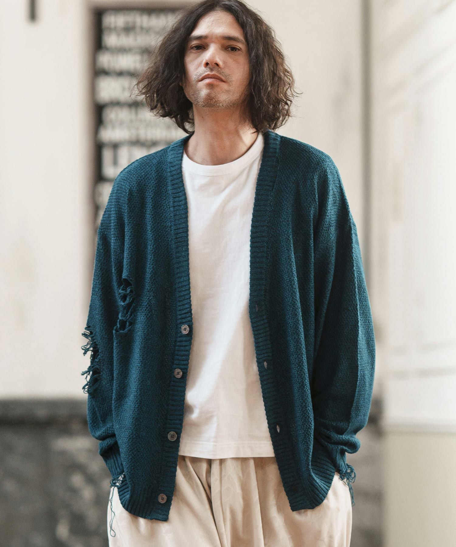 60%OFF【CAMBIO(カンビオ)】メランジダメージカーディガン | CAMBIO