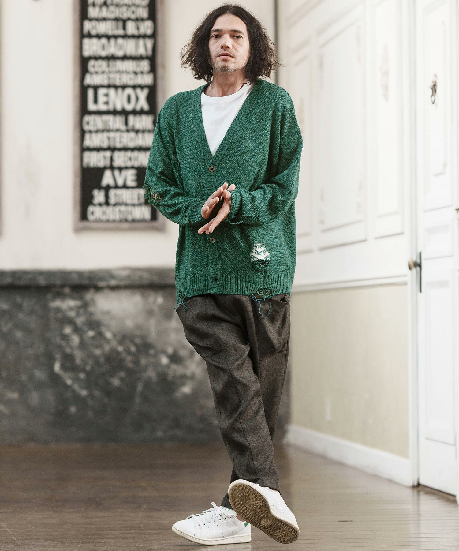 60%OFF【CAMBIO(カンビオ)】メランジダメージカーディガン | CAMBIO