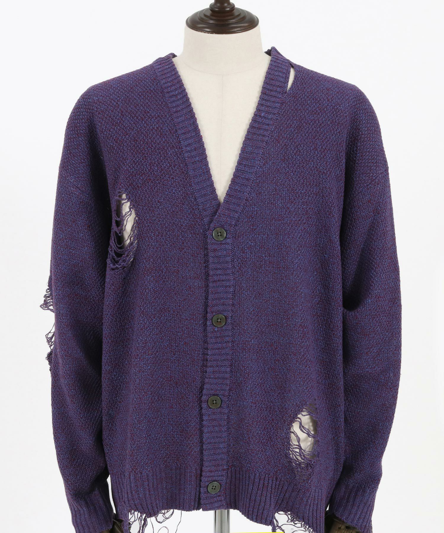 60%OFF【CAMBIO(カンビオ)】メランジダメージカーディガン | CAMBIO