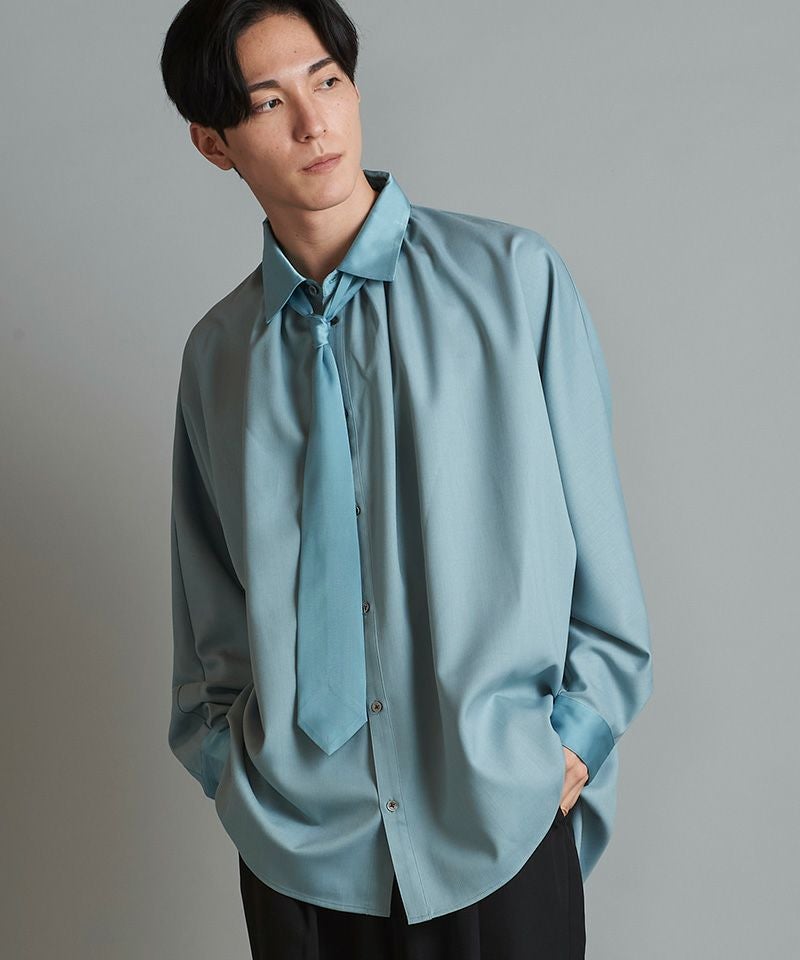 60%OFF【NO ID.(ノーアイディー)】ﾈｸﾀｲ付ﾈｯｸｷﾞｬｻﾞｰBIG-SH シャツ