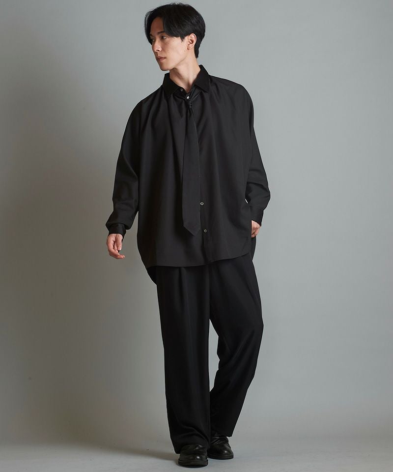 60%OFF【NO ID.(ノーアイディー)】ﾈｸﾀｲ付ﾈｯｸｷﾞｬｻﾞｰBIG-SH シャツ