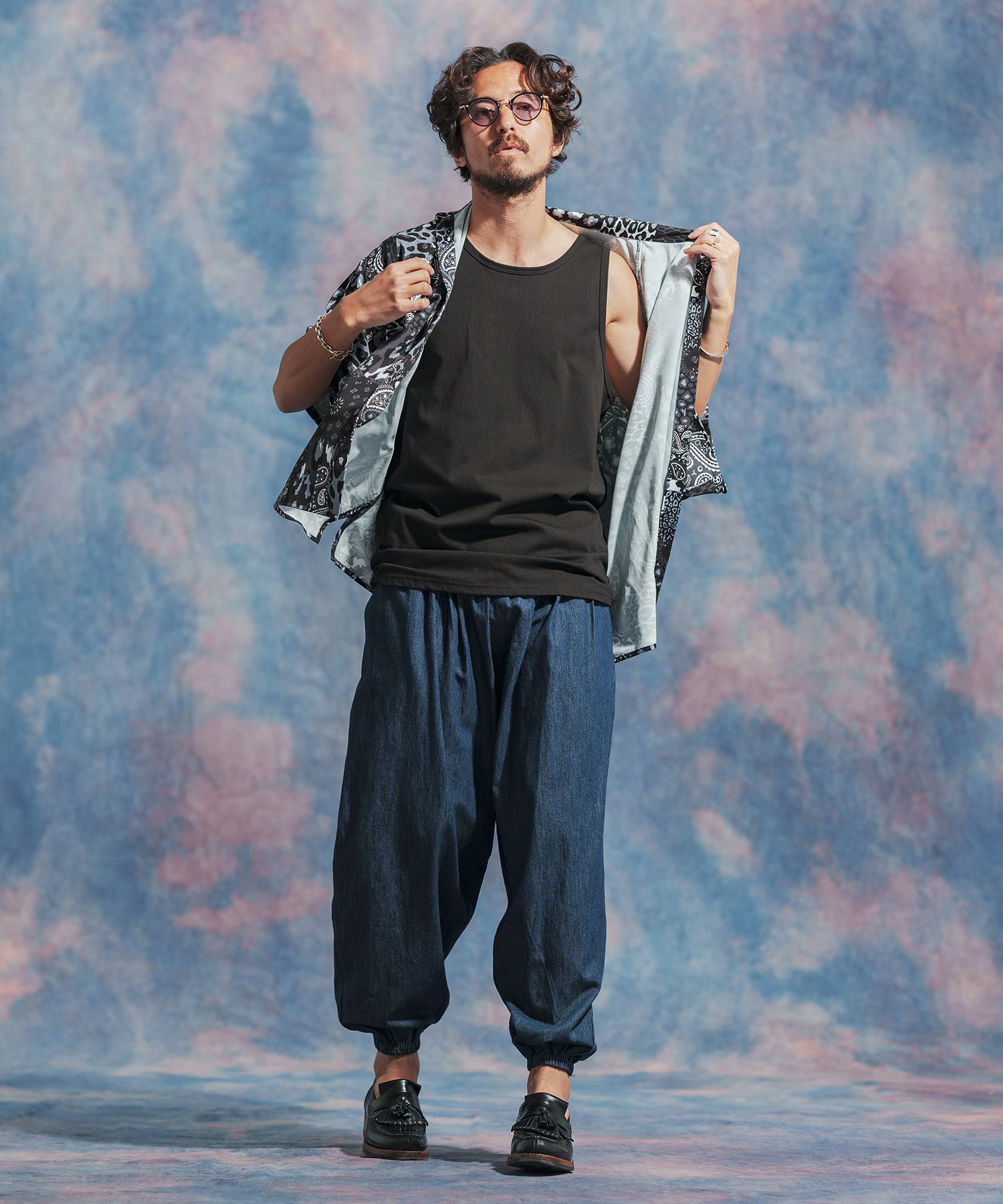 Jih Nunc　ジーヌンク　リネン混デニムワイドバルーンパンツ Jih Nunc(ジーヌンク)】リネン混デニムワイドバルーンパンツ(JIH-R1032