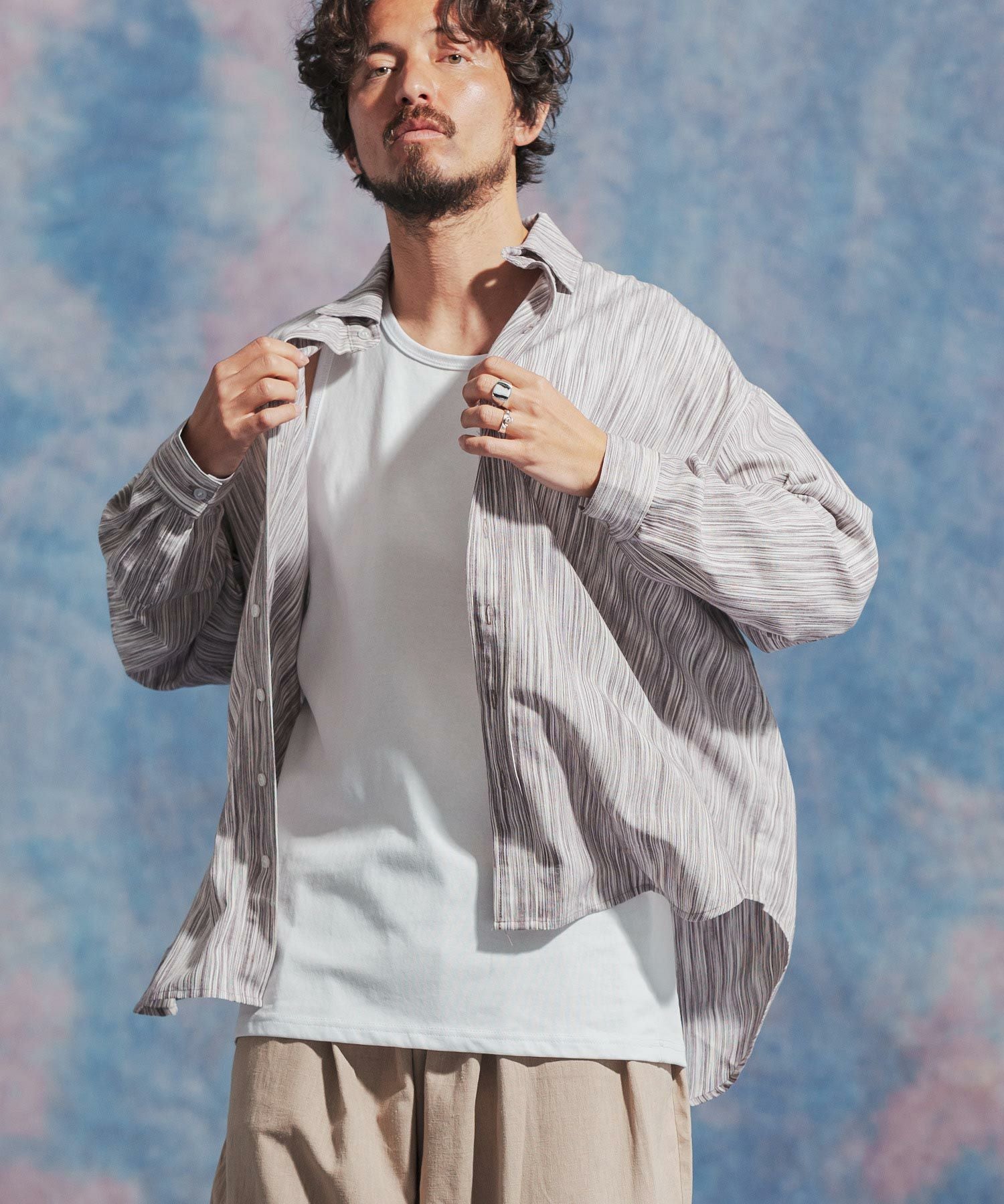 50%OFF【Jih Nunc(ジーヌンク)】コットンリネンランダムストライプ