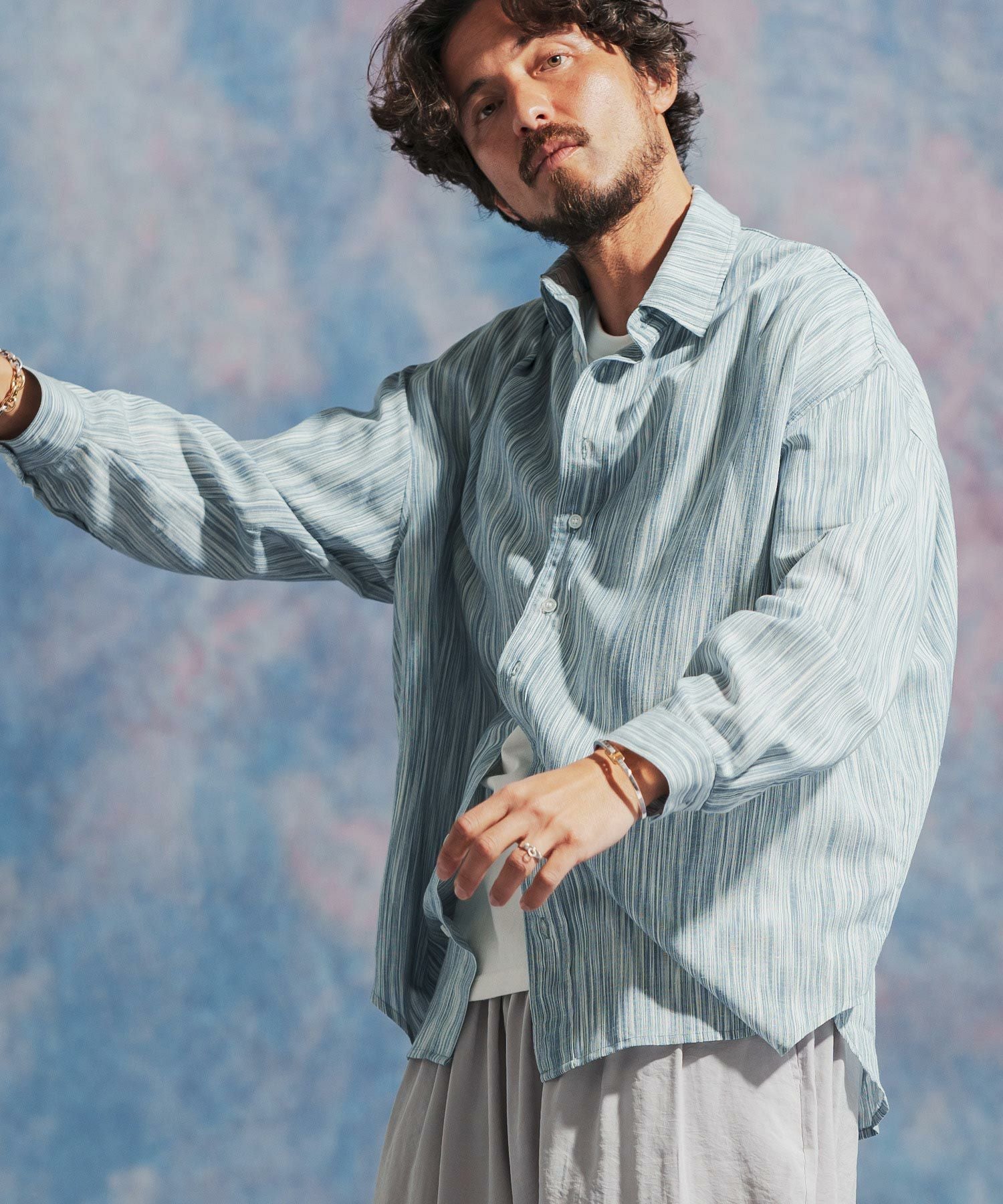50%OFF【Jih Nunc(ジーヌンク)】コットンリネンランダムストライプ