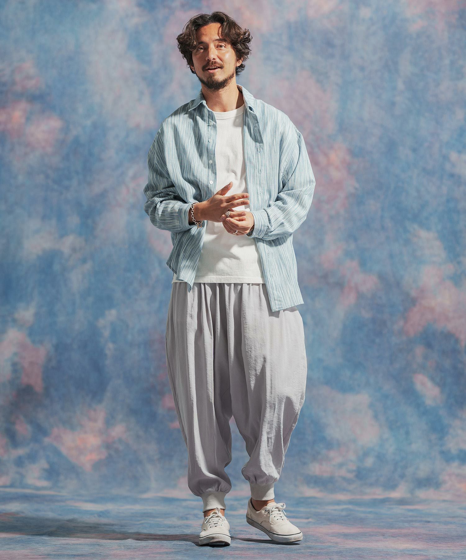 50%OFF【Jih Nunc(ジーヌンク)】コットンリネンランダムストライプ