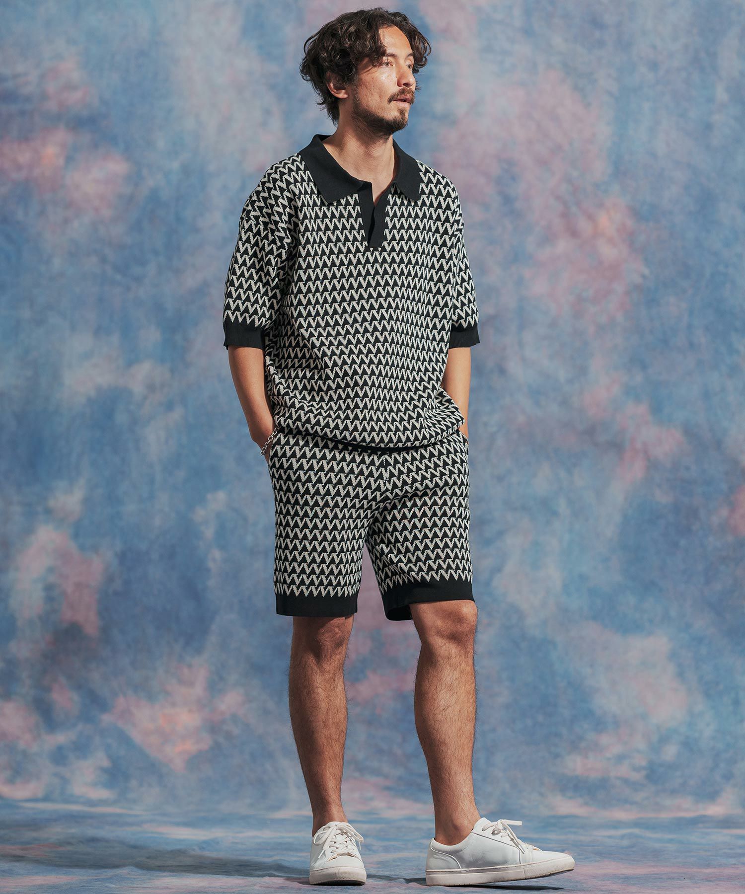 50%OFF【Jih Nunc(ジーヌンク)】総柄ジャガードニットショートパンツ
