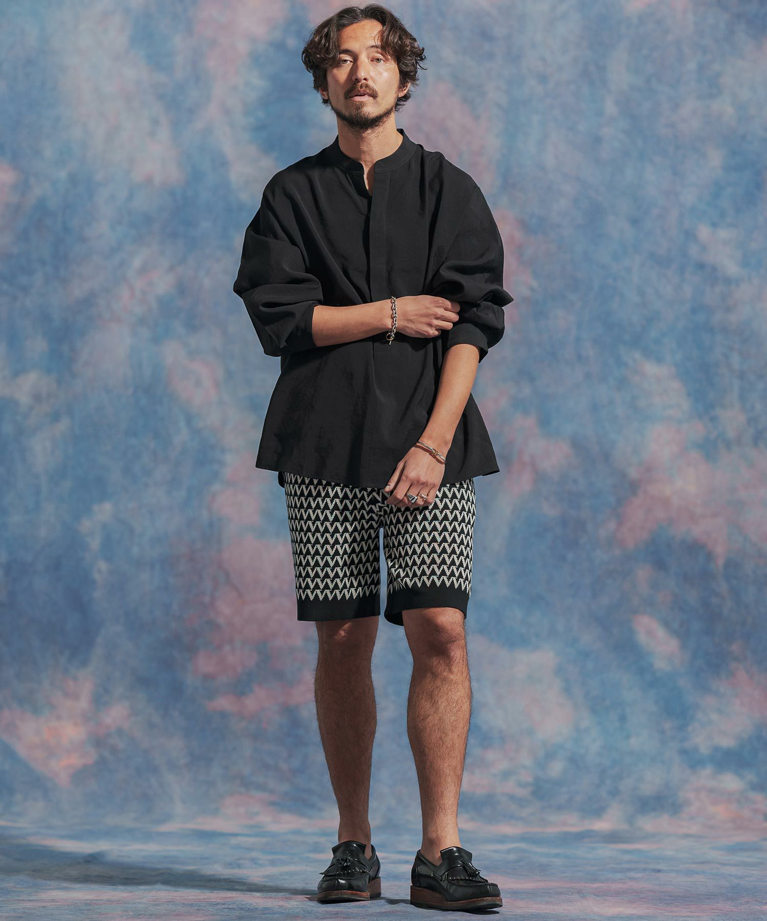 50%OFF【Jih Nunc(ジーヌンク)】総柄ジャガードニットショートパンツ