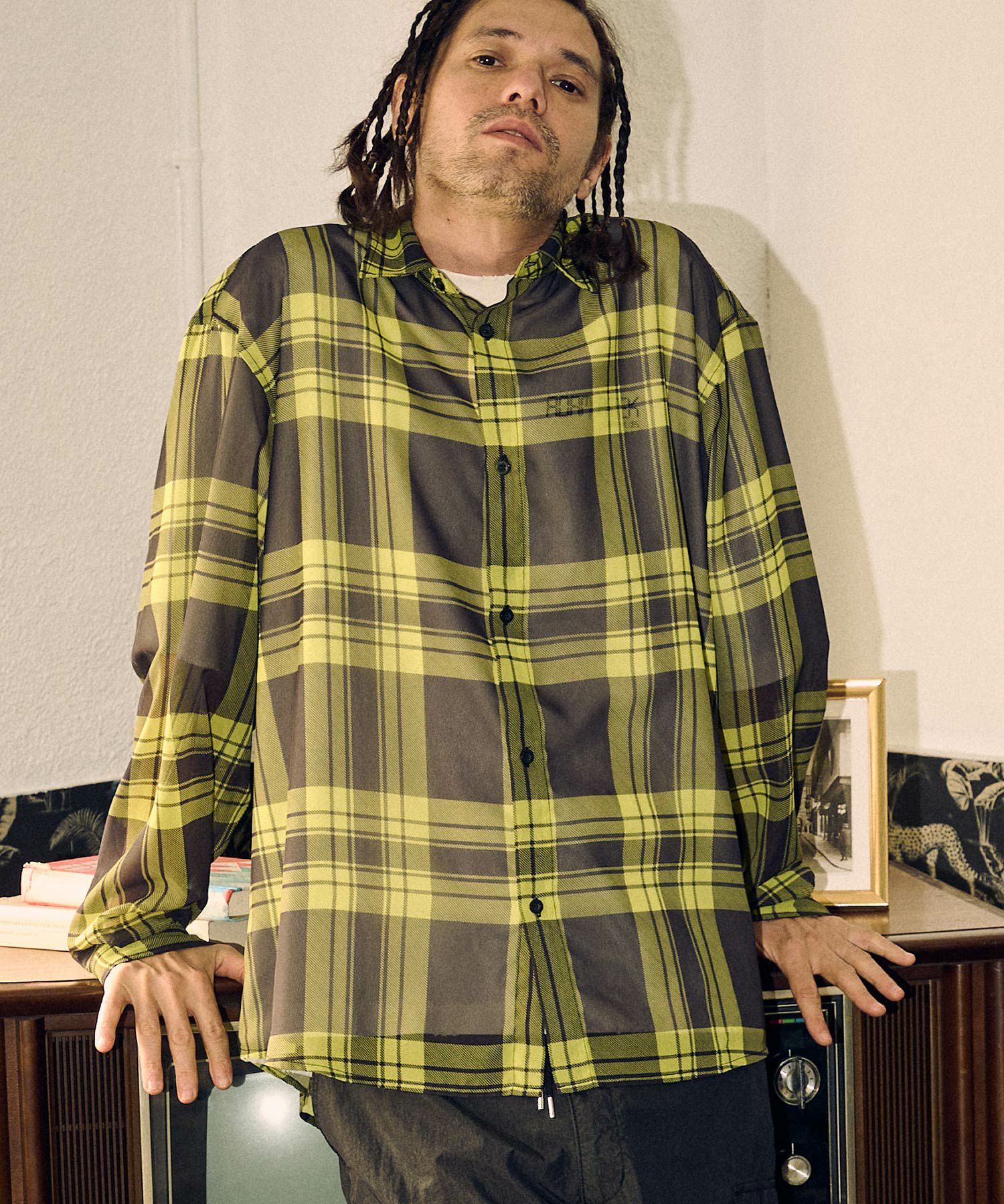 ADAM PATEK(アダムパテック)】sheer check looose shirt チェック