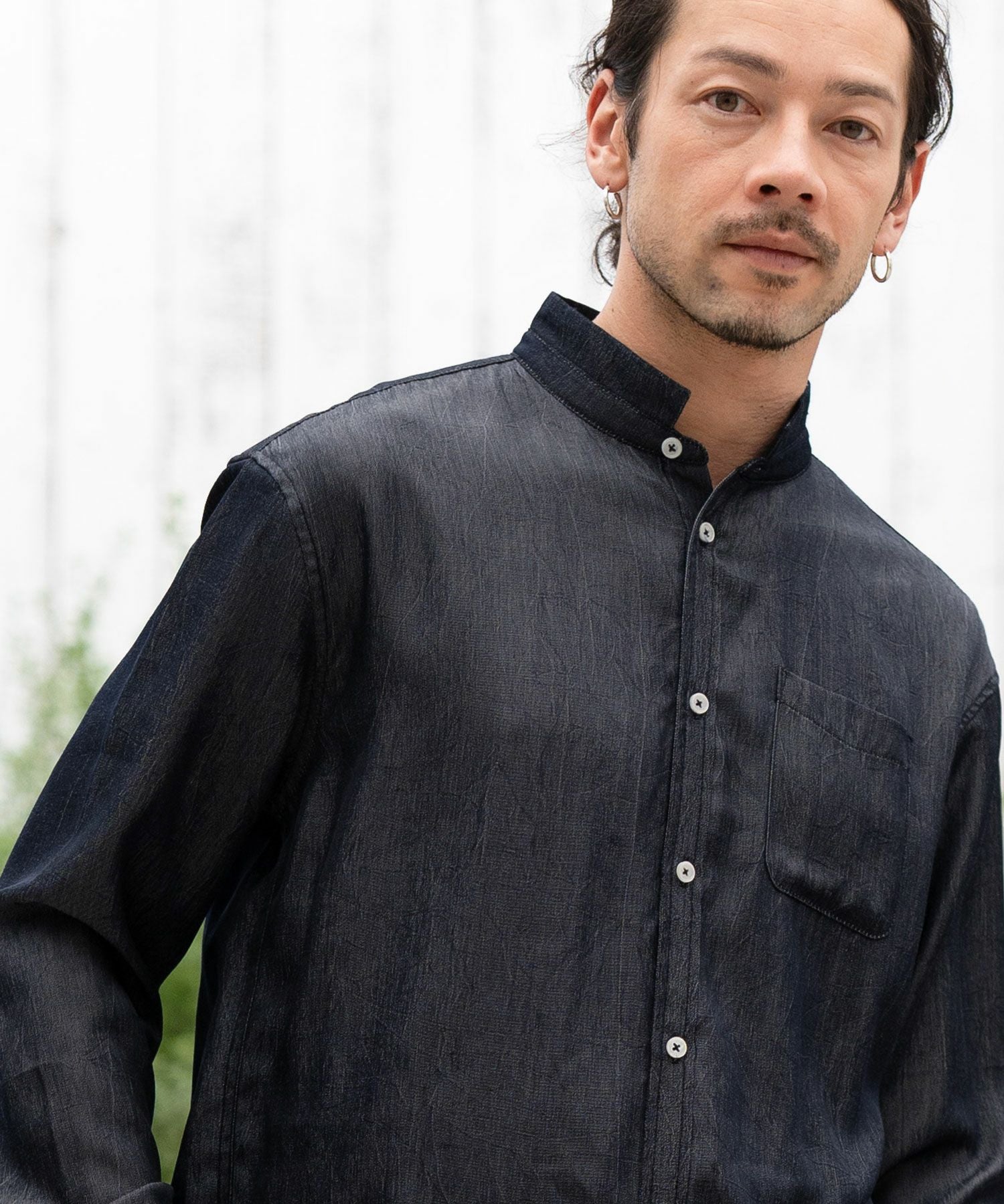 60%OFF【CAMBIO(カンビオ)】 ミニスタンドカラーテンセルシャツ