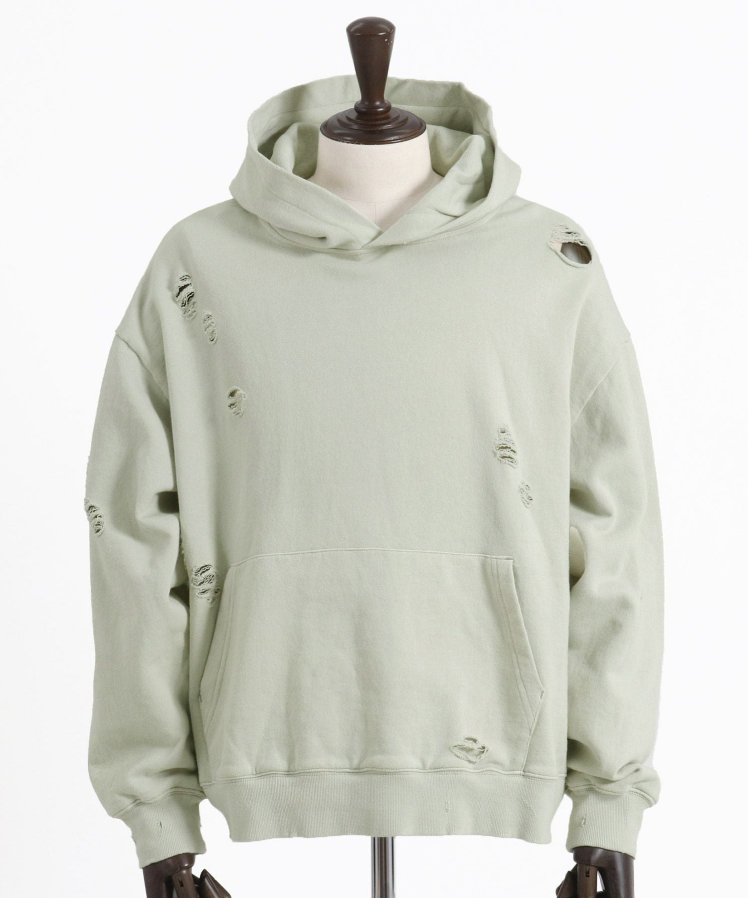 70%OFF【CAMBIO(カンビオ)】裏毛製品染めダメージプルパーカー