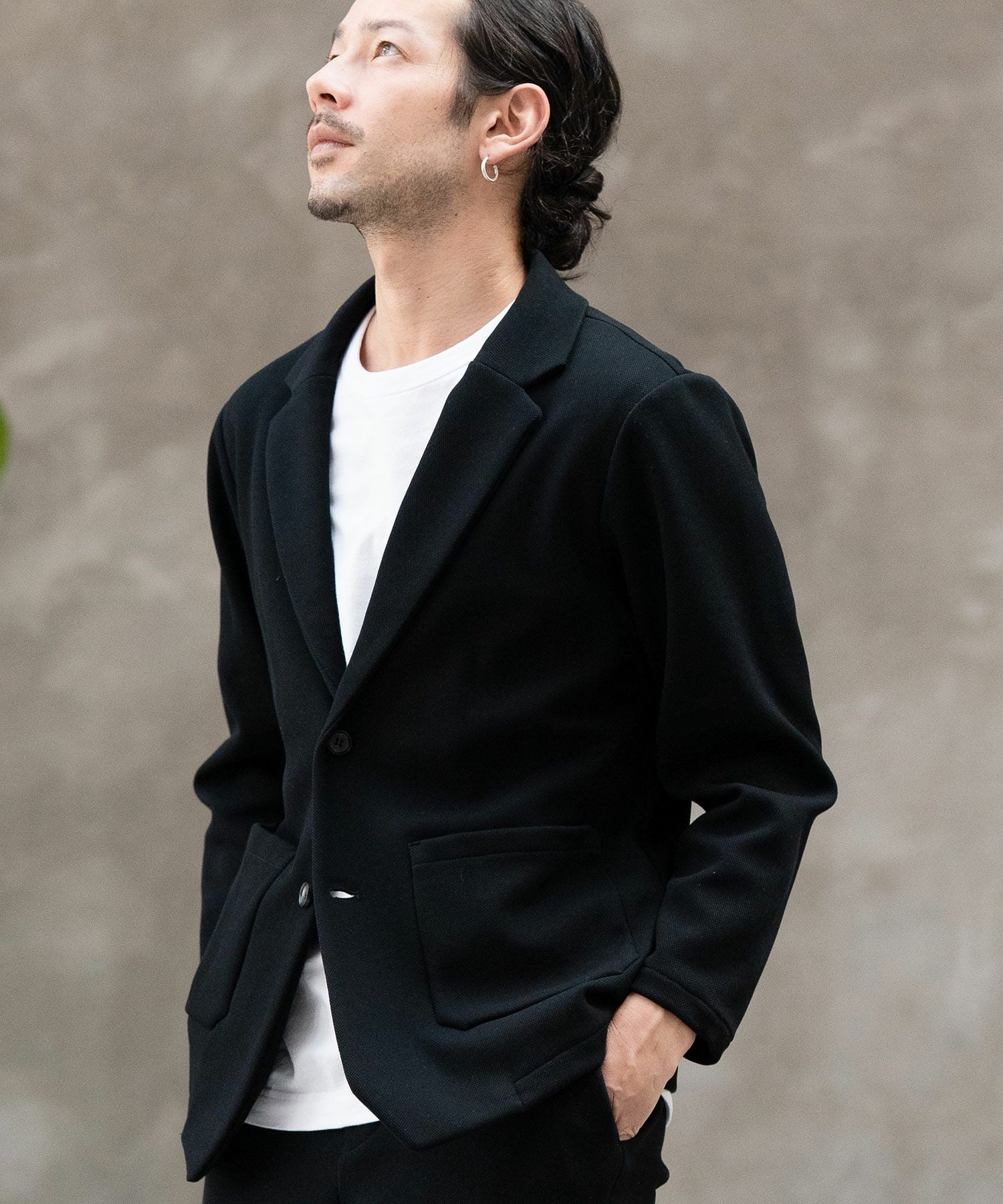 CRONOS ブラック テーラードジャケット 38(M) CRONOS BLACK ACTIVE FIT JACKET【BLACK】