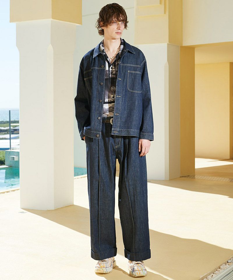 glamb(グラム)】Crease Stitch Denim クリースステッチデニム パンツ