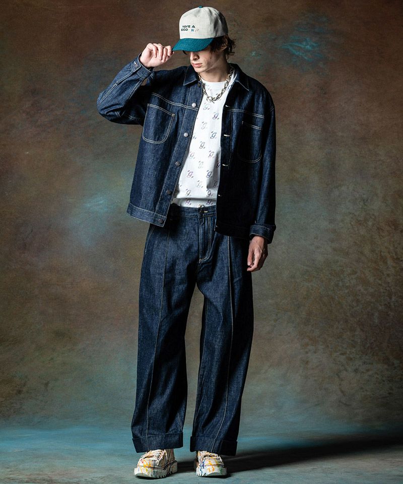 glamb(グラム)】Crease Stitch Denim クリースステッチデニム パンツ