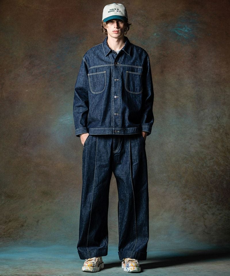 glamb(グラム)】Crease Stitch Denim クリースステッチデニム パンツ