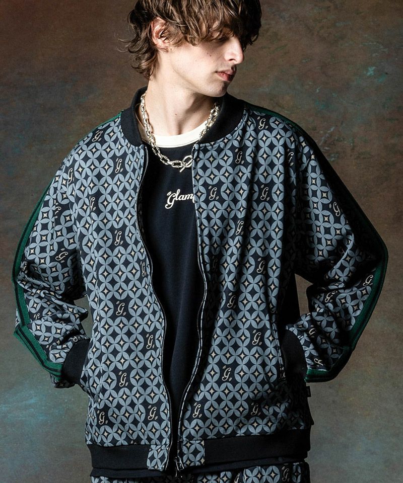 glambグラム　Glitter Jersey II ブルゾン　バロック柄　L 60%OFF【glamb(グラム)】Glitter Monogram Jersey グリッター