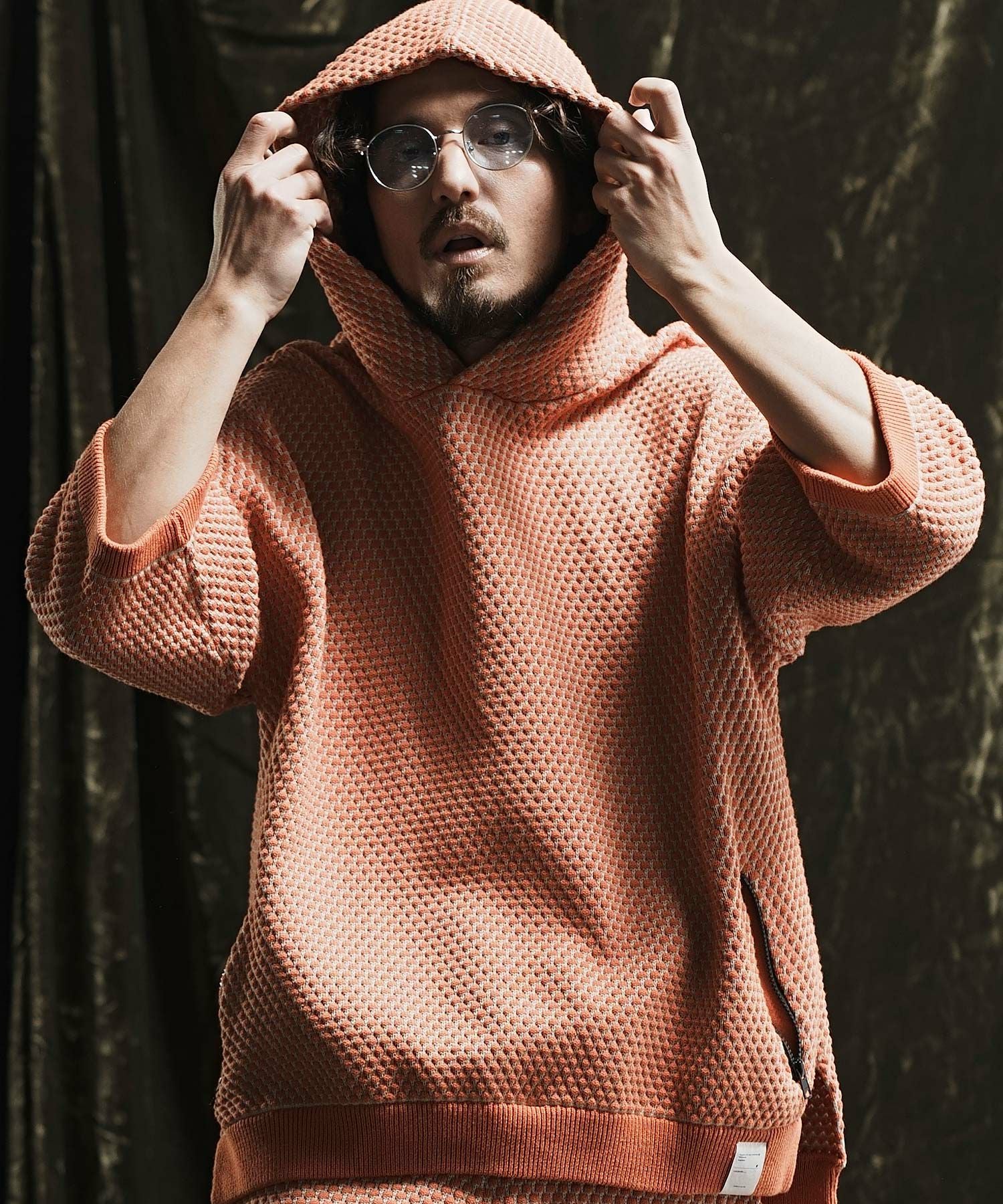 【新品未使用】Name. ASYMMETRIC SWEAT HOODIE ネーム 50%OFF【ANGENEHM(アンゲネーム)】 Uneven texture sweater short