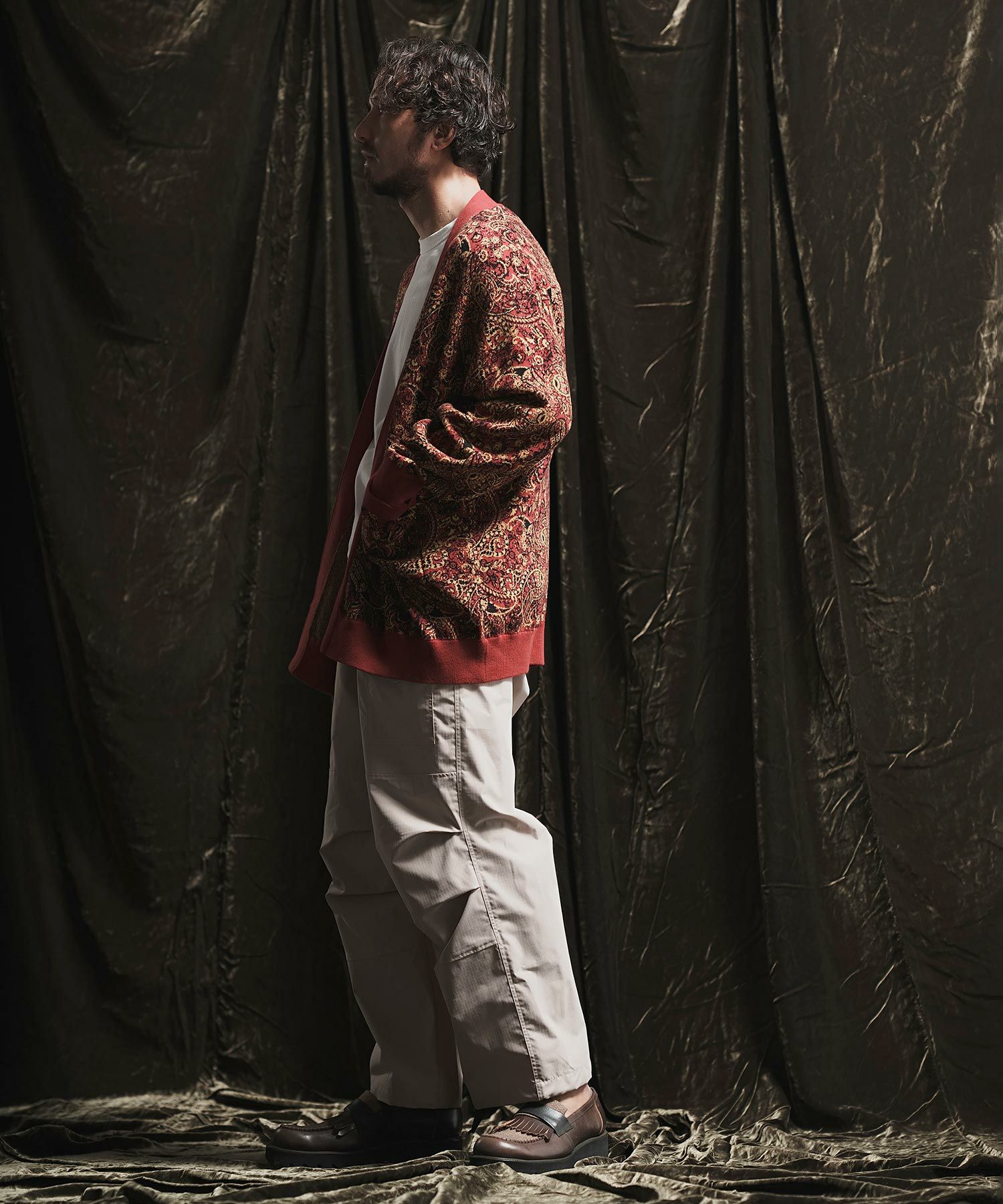 30%OFF【ANGENEHM(アンゲネーム)】 Paisley texture sweater cardigan